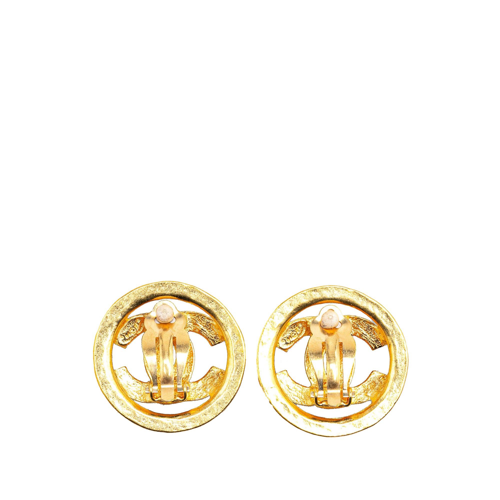 Chanel Chanel Gold Plated CC Round Clip On Earrings Gold Size ONE SIZE - 2 Thumbnail