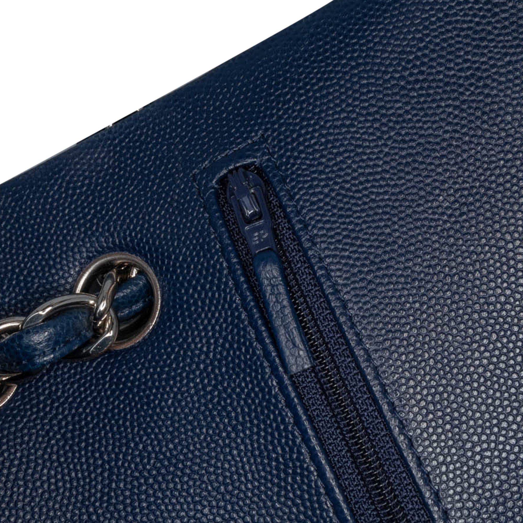 Chanel Chanel Jumbo Classic Caviar Double Flap Blue Size ONE SIZE - 9 Thumbnail