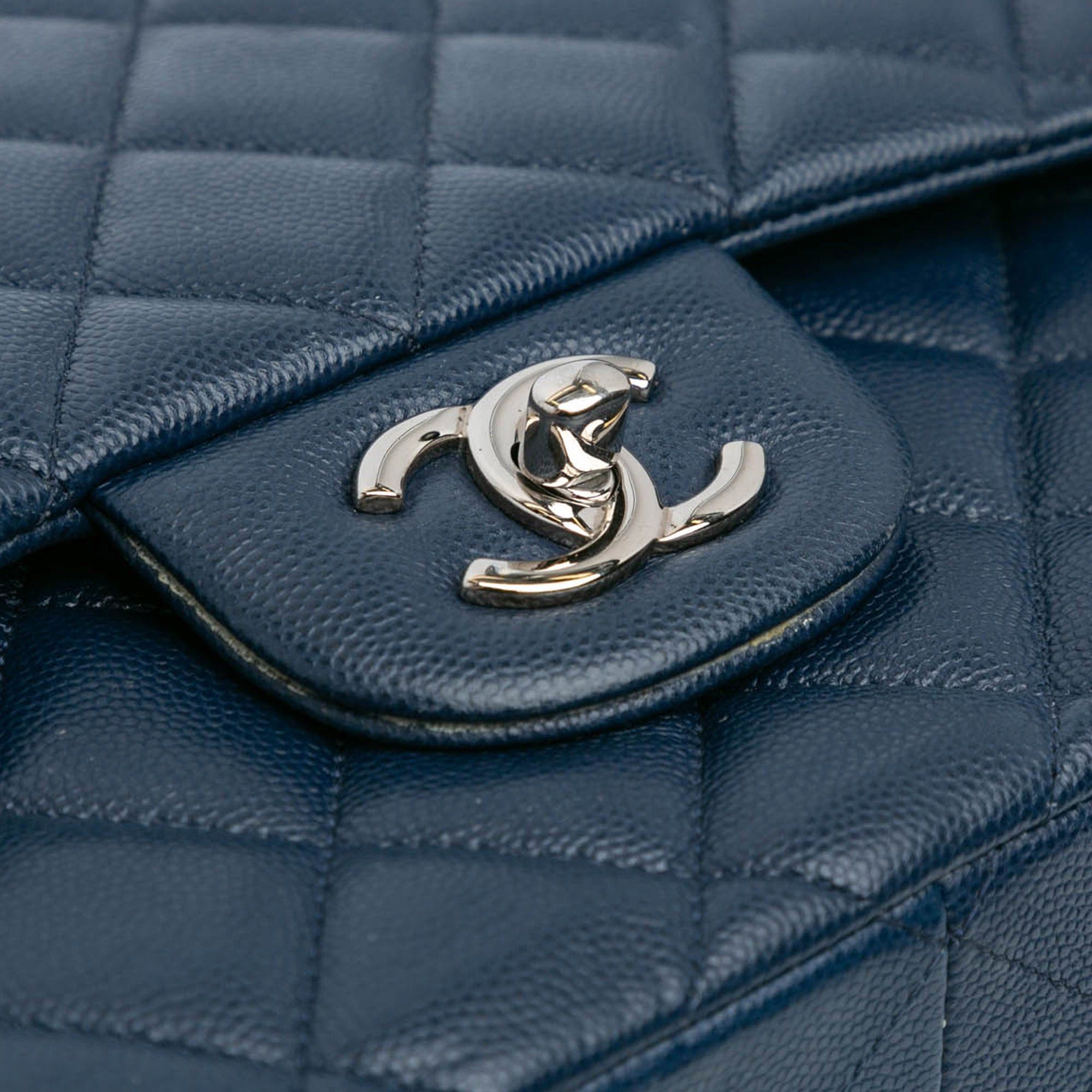 Chanel Chanel Jumbo Classic Caviar Double Flap Blue Size ONE SIZE - 10 Thumbnail