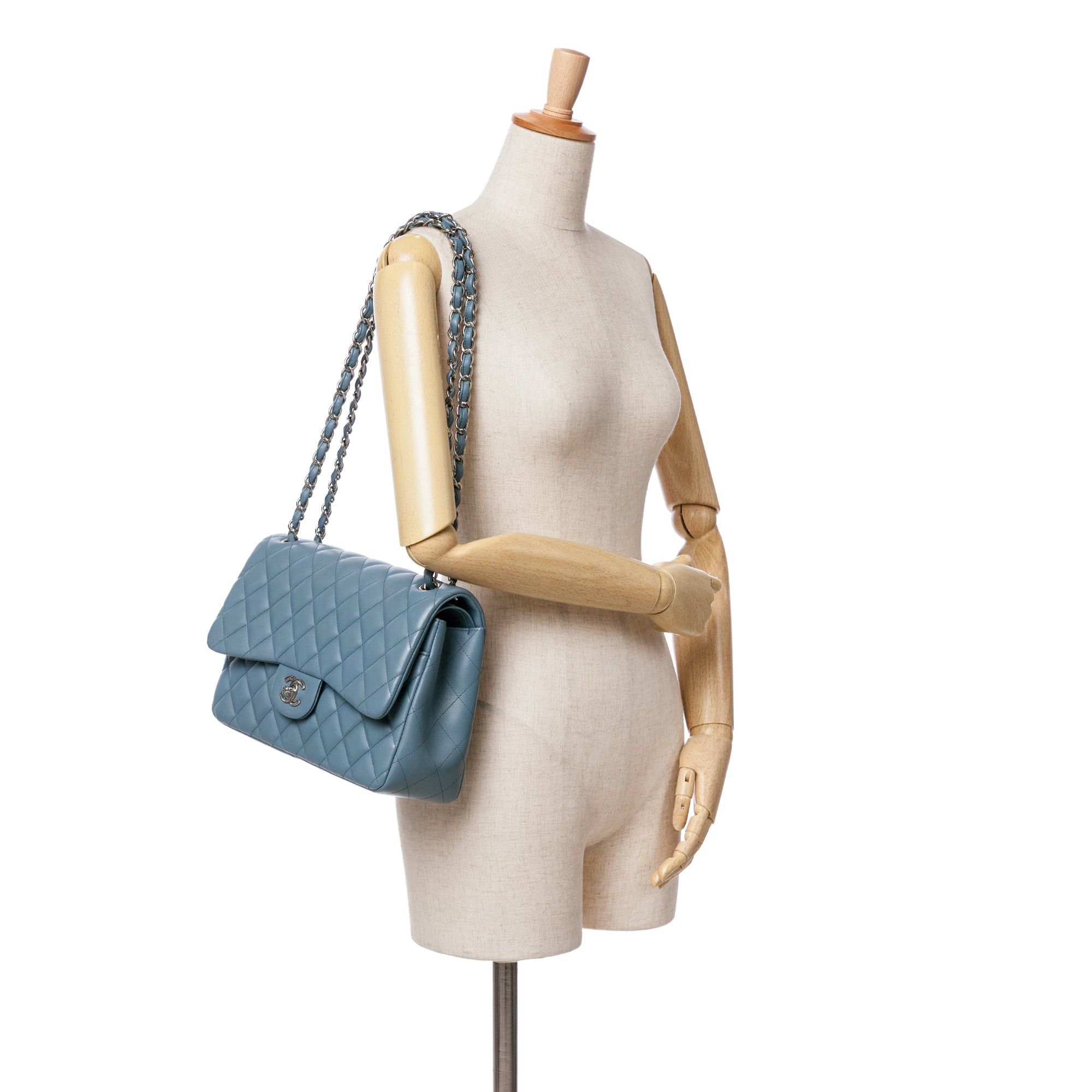 Chanel Chanel Jumbo Classic Lambskin Double Flap Blue Size ONE SIZE - 11 Thumbnail