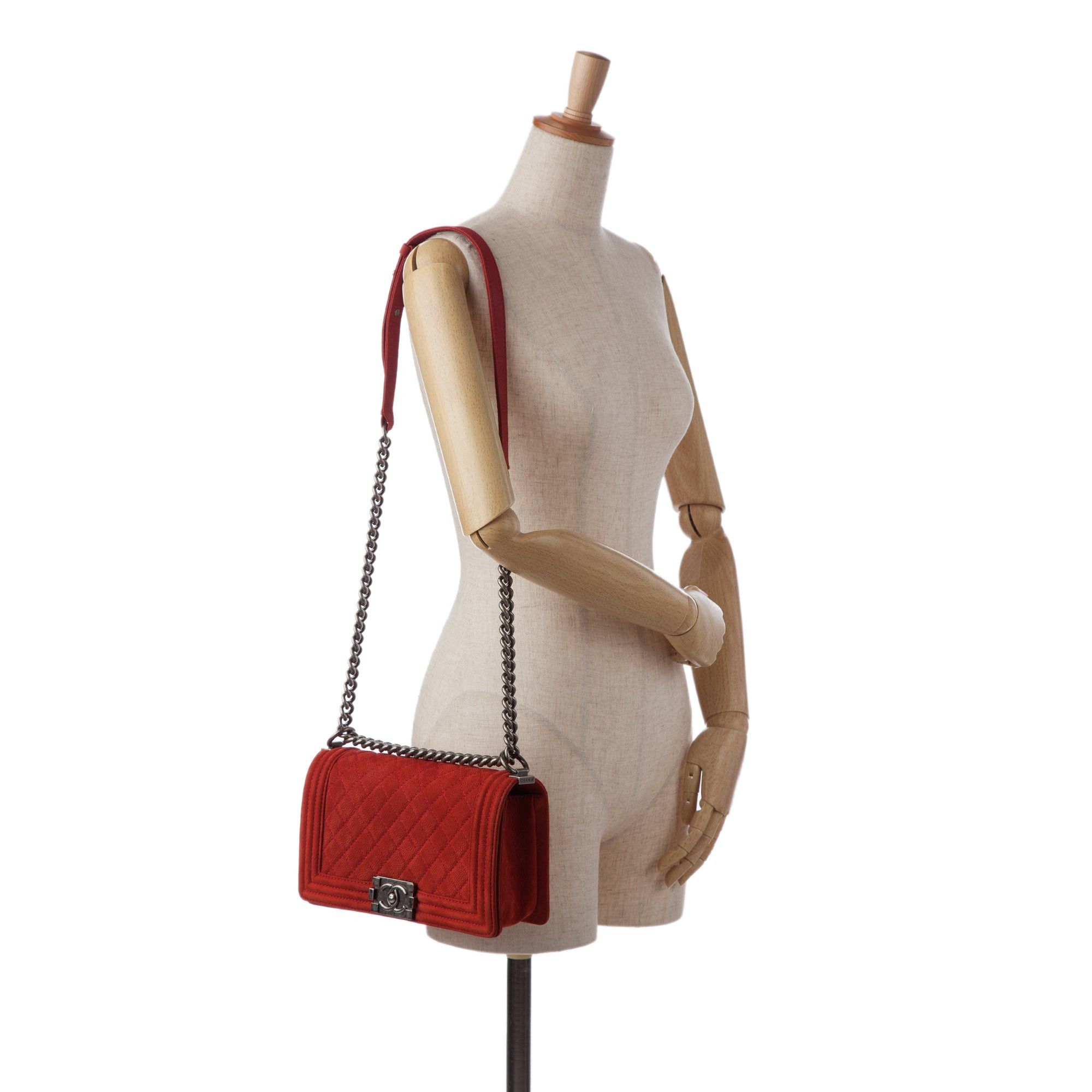Chanel Chanel Medium Caviar Boy Flap Bag Red Size ONE SIZE - 9 Thumbnail