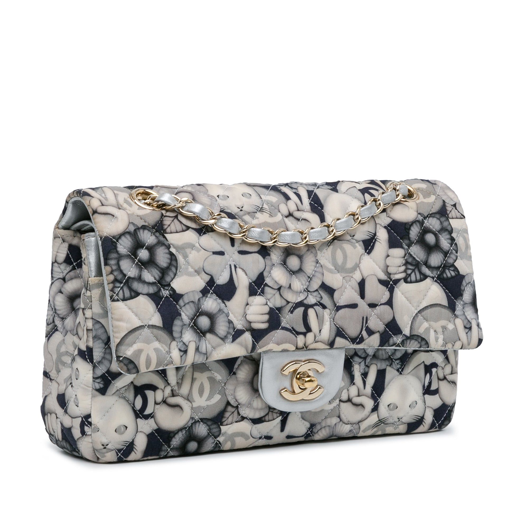 Chanel Chanel Medium Classic Nylon Cat Emoticon Double Flap White Size ONE SIZE - 2 Thumbnail