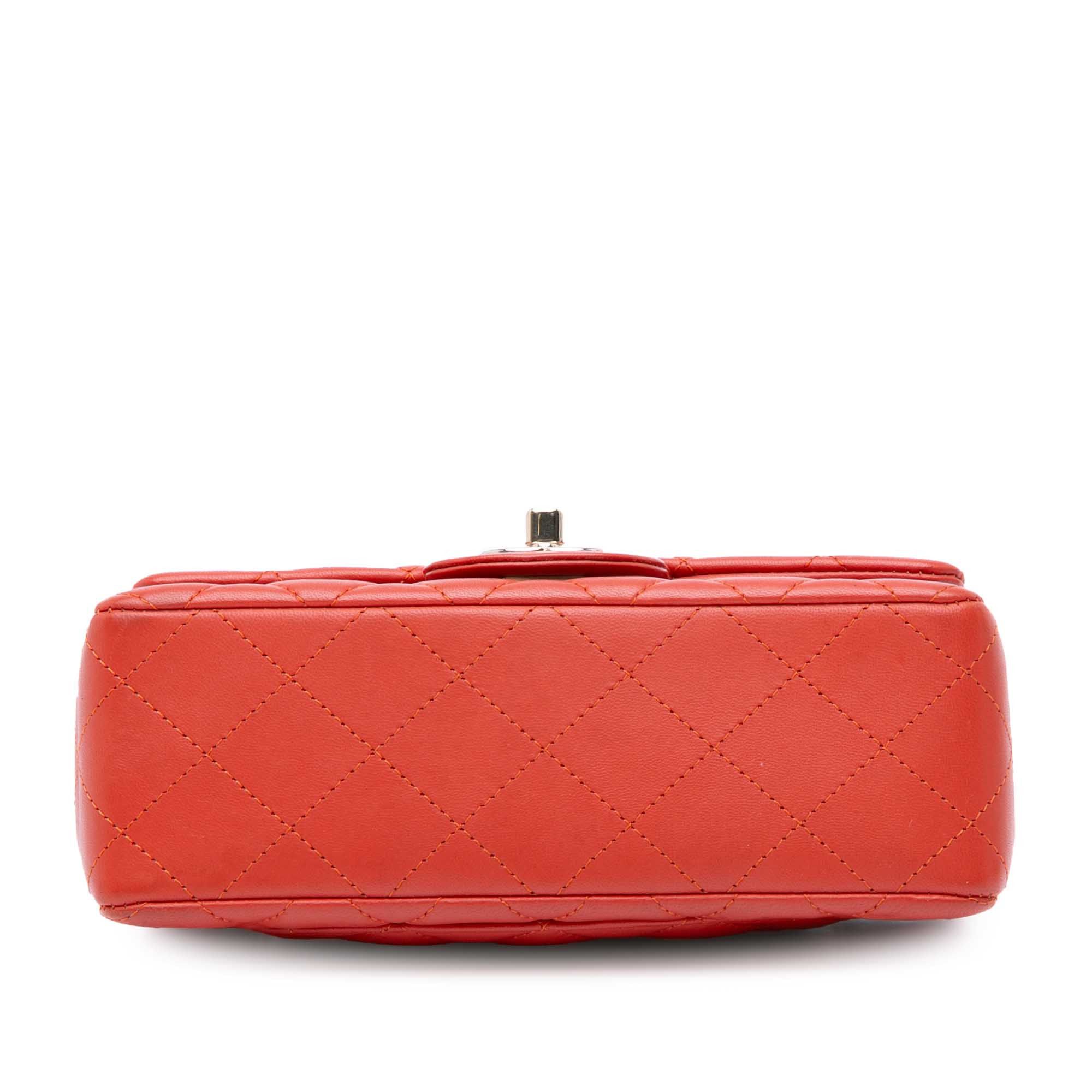 Chanel Chanel Mini Rectangular Classic Lambskin Single Flap Orange Size ONE SIZE - 3 Thumbnail