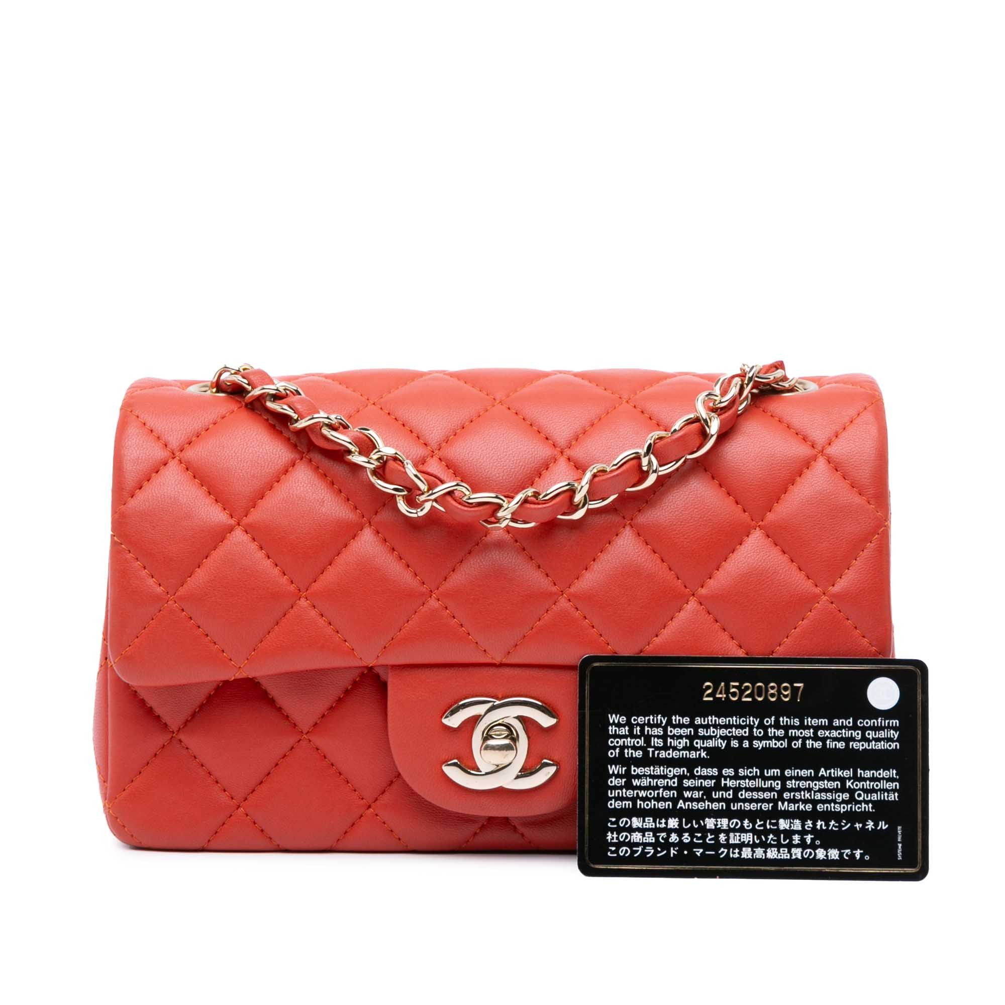 Chanel Mini Rectangular Classic Lambskin Single Flap Orange