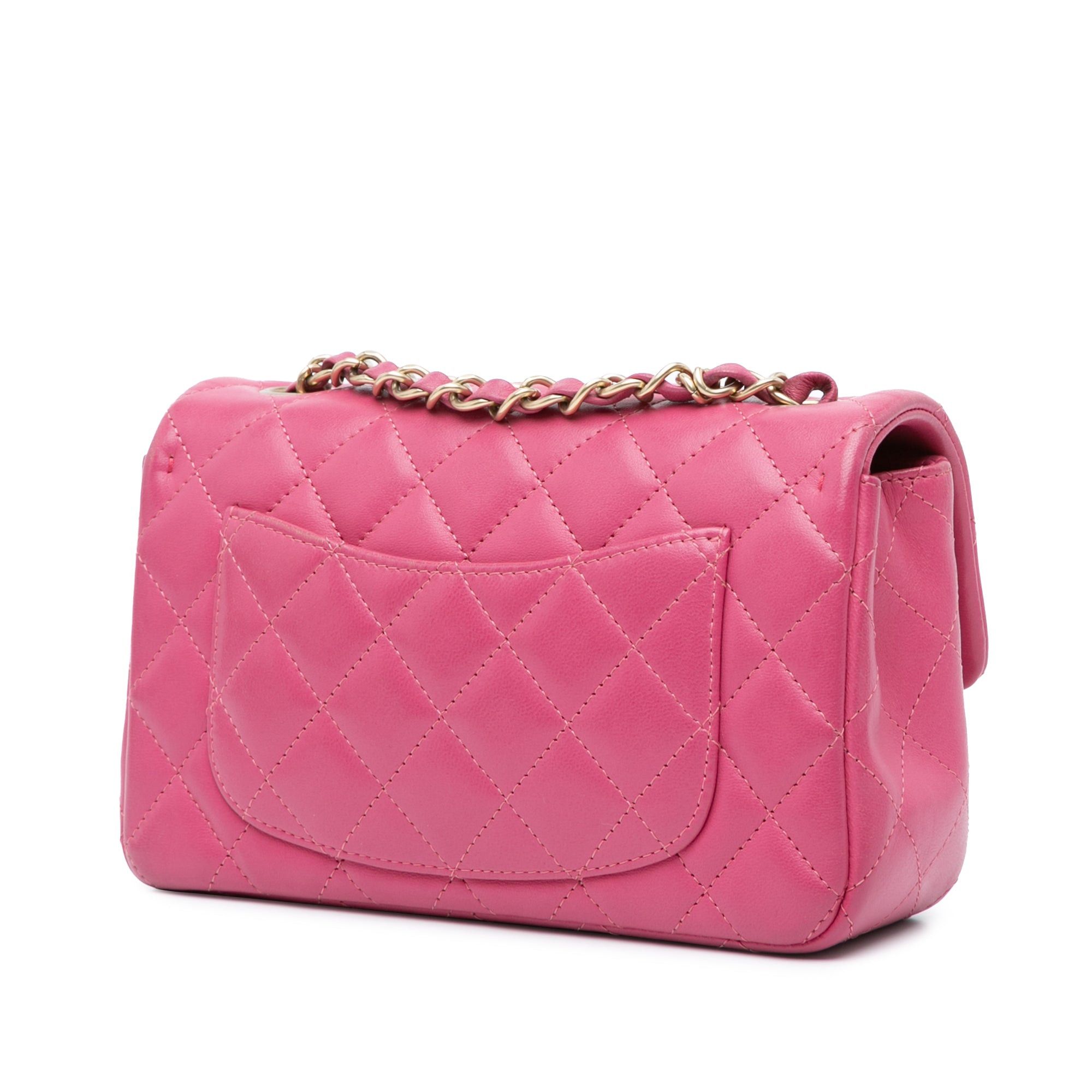 Chanel Chanel Mini Rectangular Classic Lambskin Single Flap Pink Size ONE SIZE - 2 Thumbnail