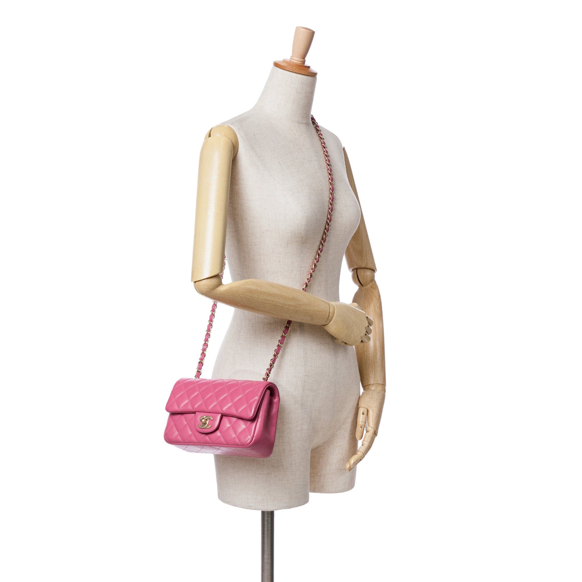 Chanel Chanel Mini Rectangular Classic Lambskin Single Flap Pink Size ONE SIZE - 8 Thumbnail