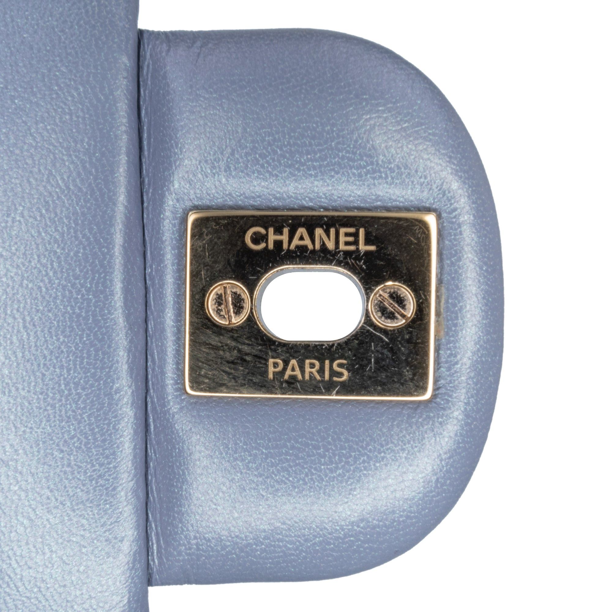 Chanel Chanel Mini Square Classic Lambskin Single Flap Blue Size ONE SIZE - 7 Thumbnail