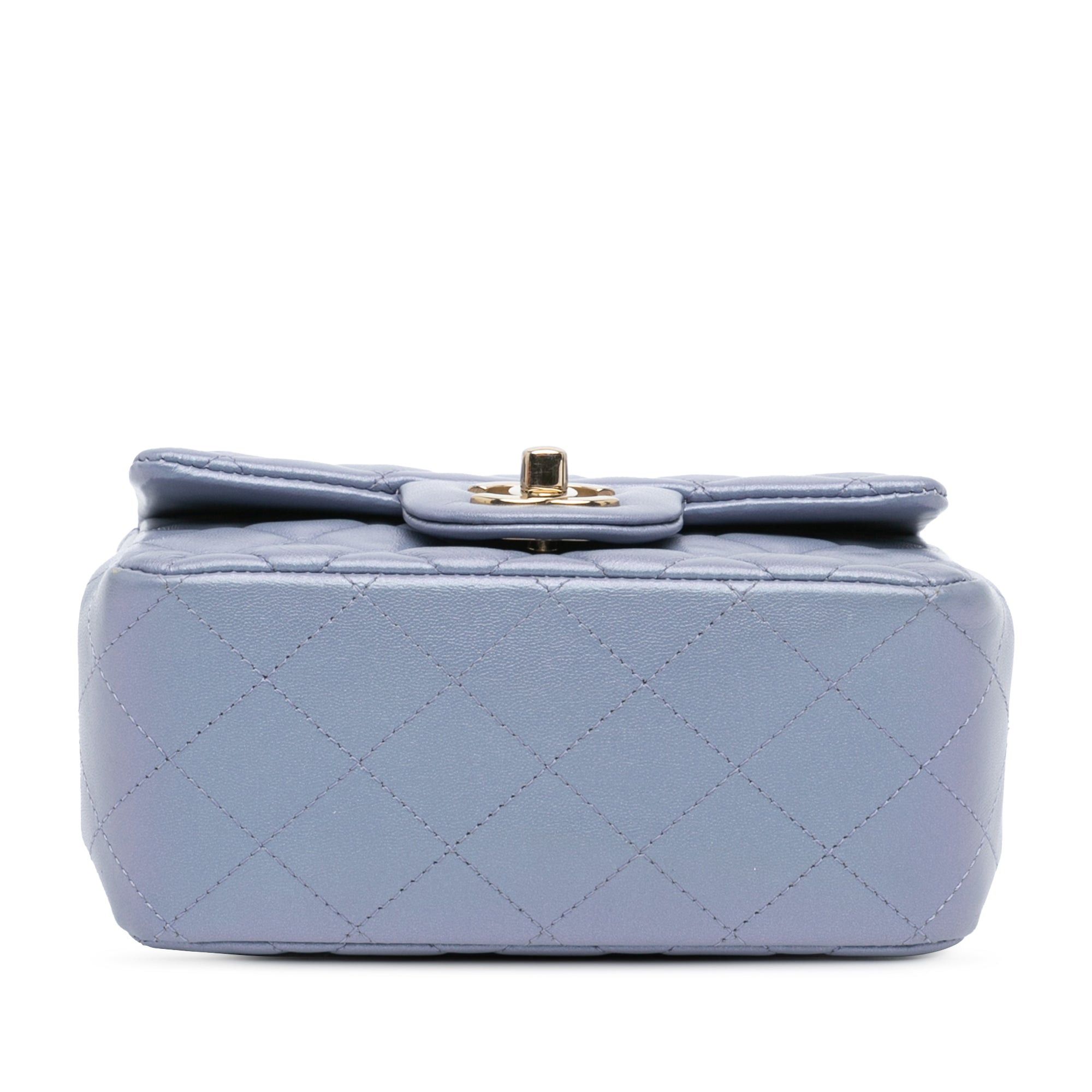 Chanel Chanel Mini Square Classic Lambskin Single Flap Blue Size ONE SIZE - 3 Thumbnail