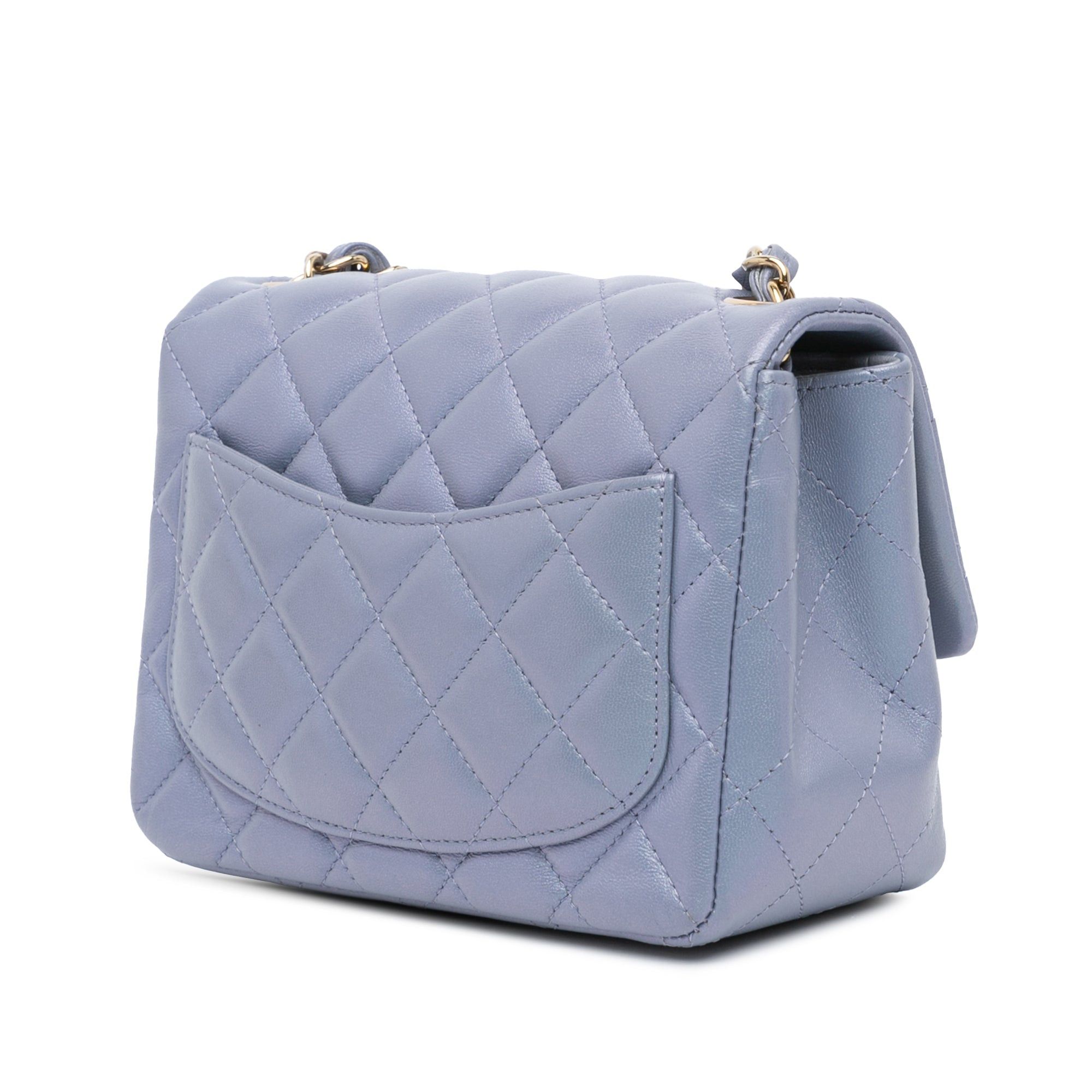 Chanel Chanel Mini Square Classic Lambskin Single Flap Blue Size ONE SIZE - 2 Thumbnail