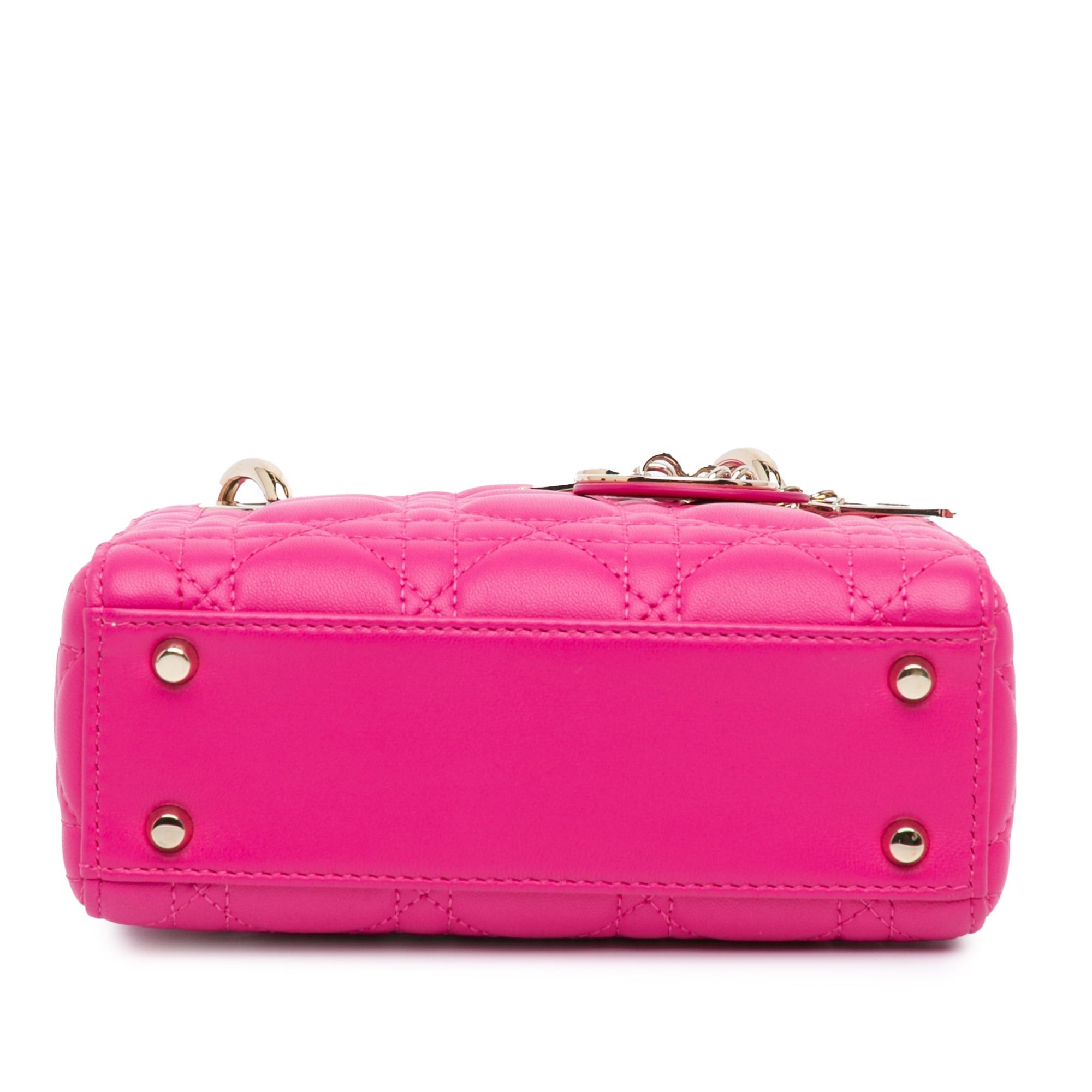 Dior Dior Mini Lambskin Cannage Lady Dior Pink Size ONE SIZE - 3 Thumbnail