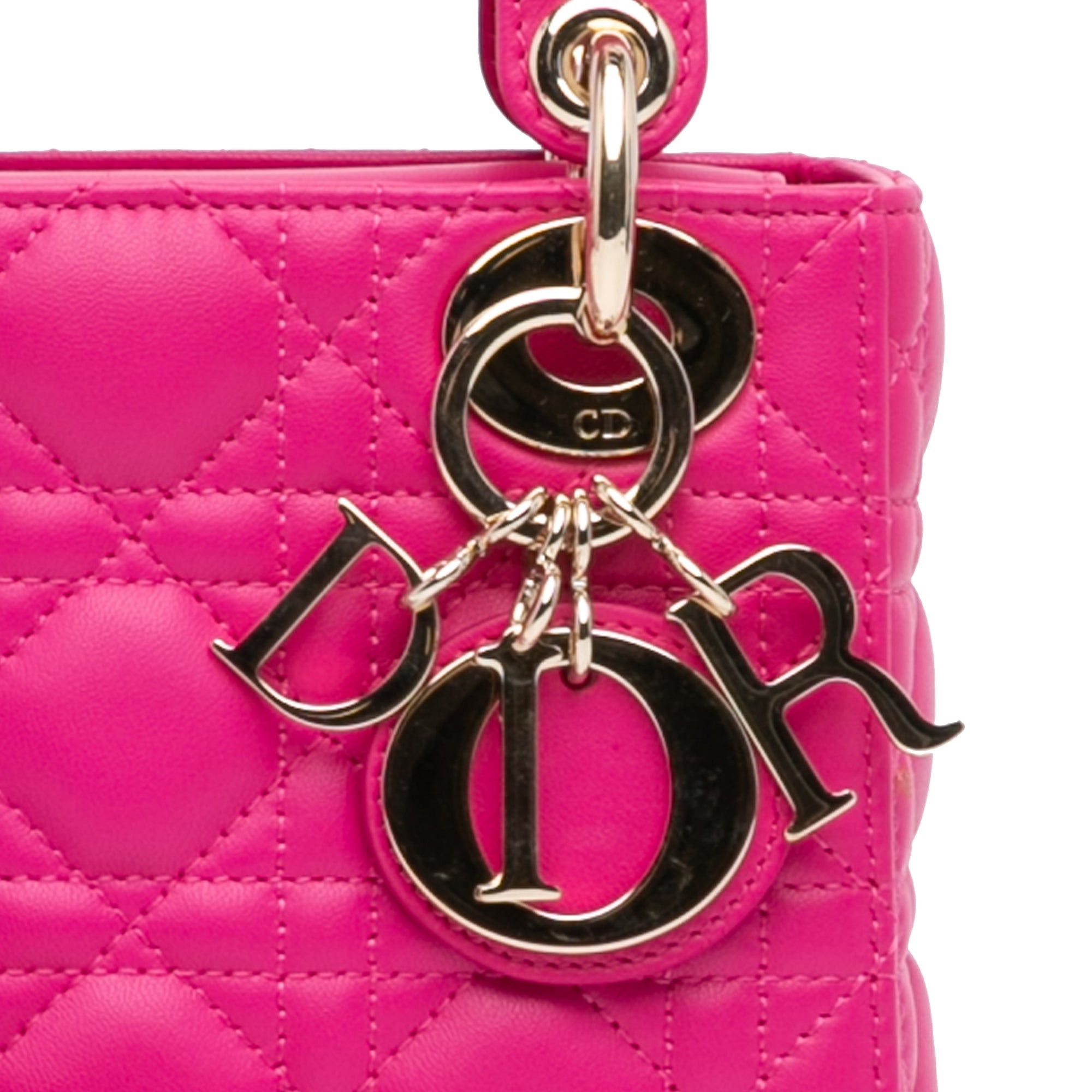 Dior Dior Mini Lambskin Cannage Lady Dior Pink Size ONE SIZE - 7 Thumbnail