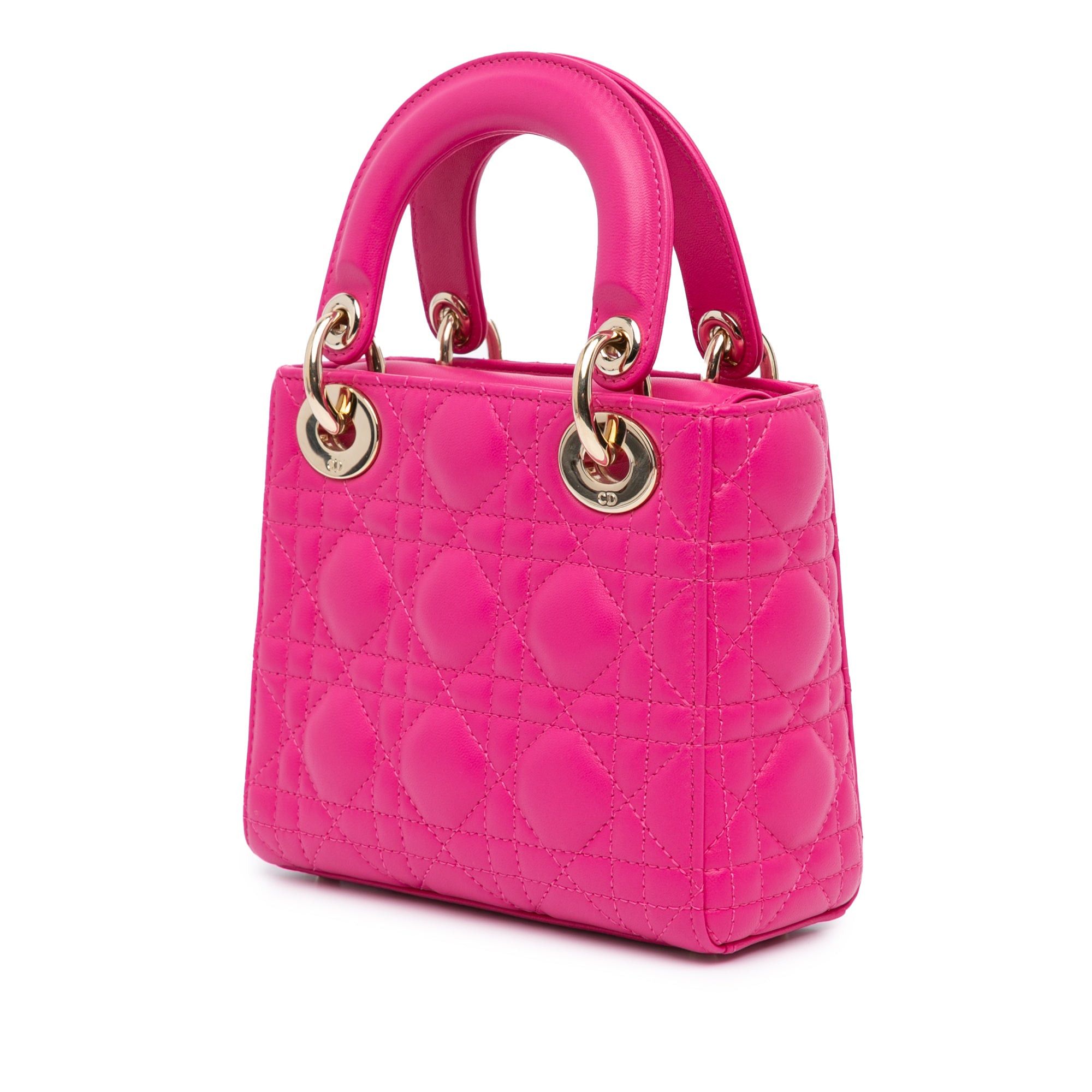 Dior Dior Mini Lambskin Cannage Lady Dior Pink Size ONE SIZE - 2 Thumbnail