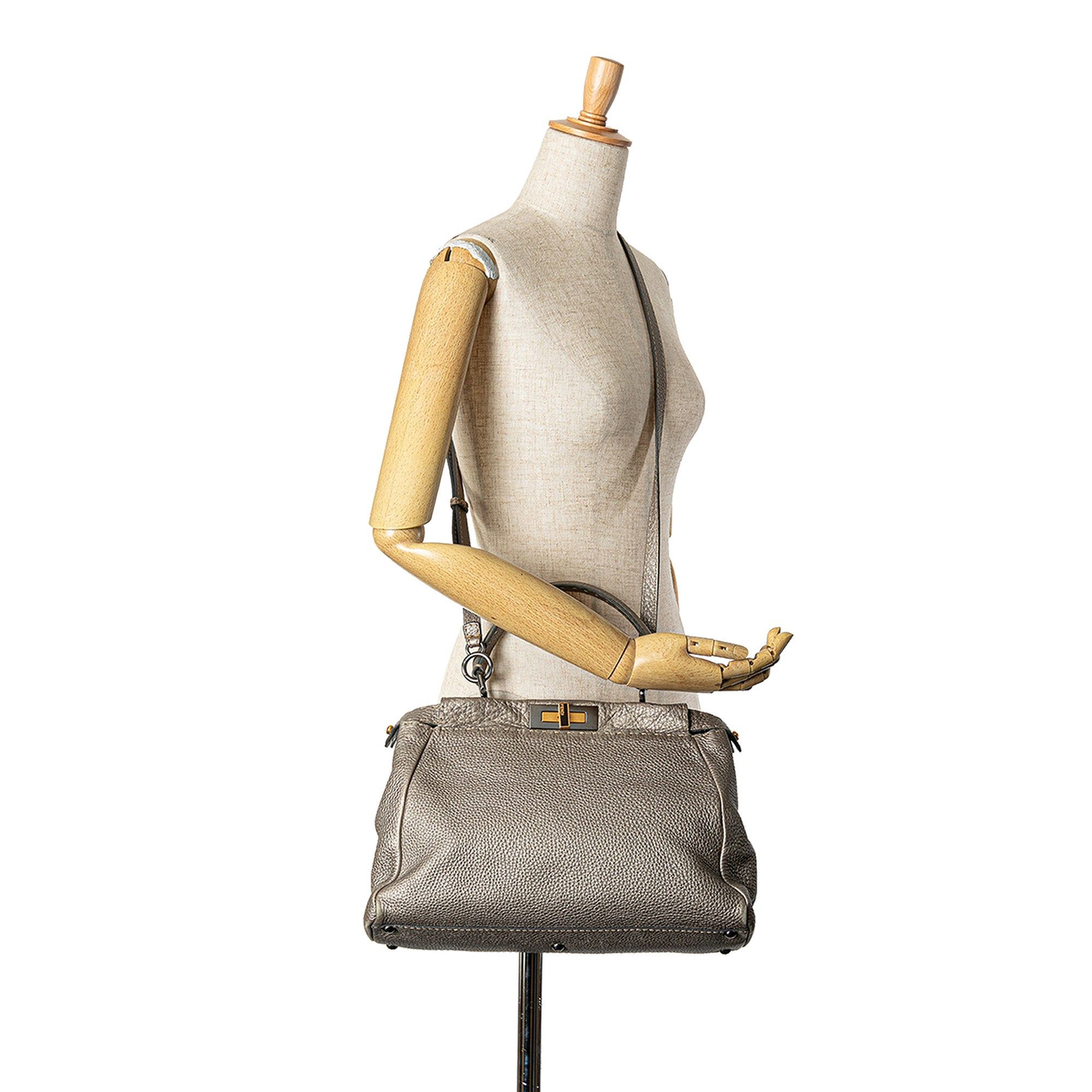 Fendi Fendi Medium Selleria Peekaboo Silver Size ONE SIZE - 9 Thumbnail