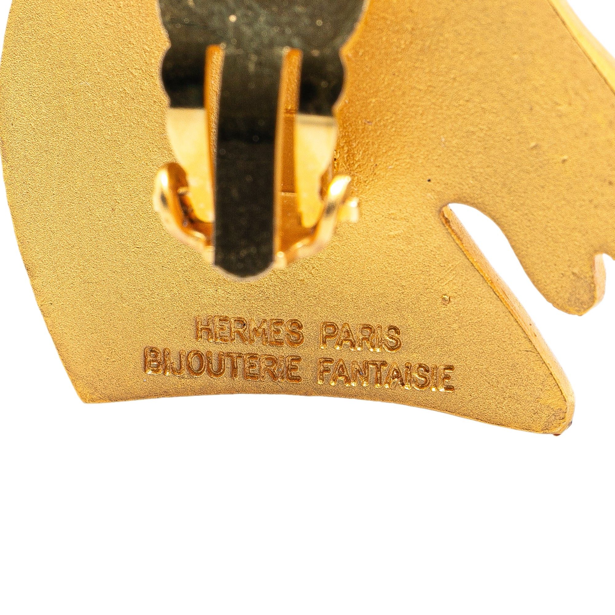 Hermes Hermès Gold Plated Cheval Clip On Earrings Gold Size ONE SIZE - 3 Thumbnail