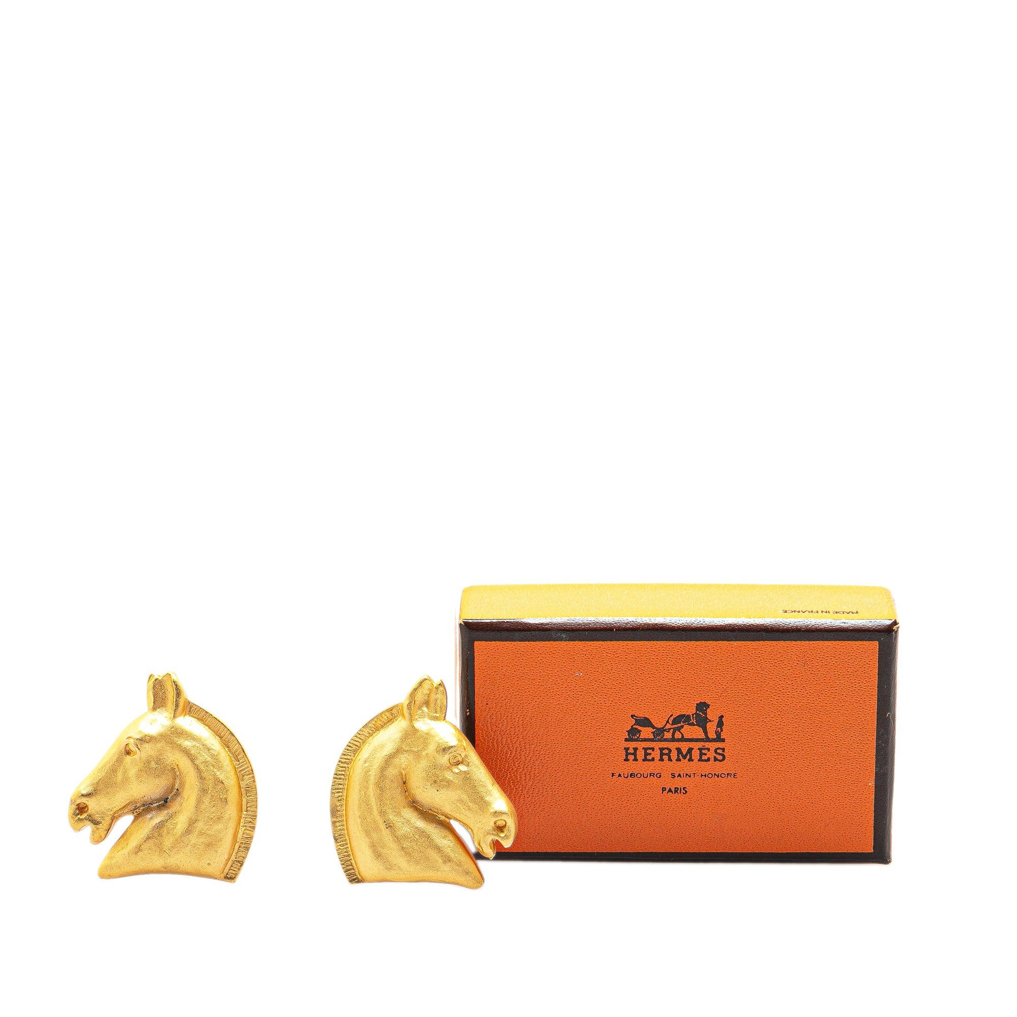 Hermes Hermès Gold Plated Cheval Clip On Earrings Gold Size ONE SIZE - 4 Thumbnail