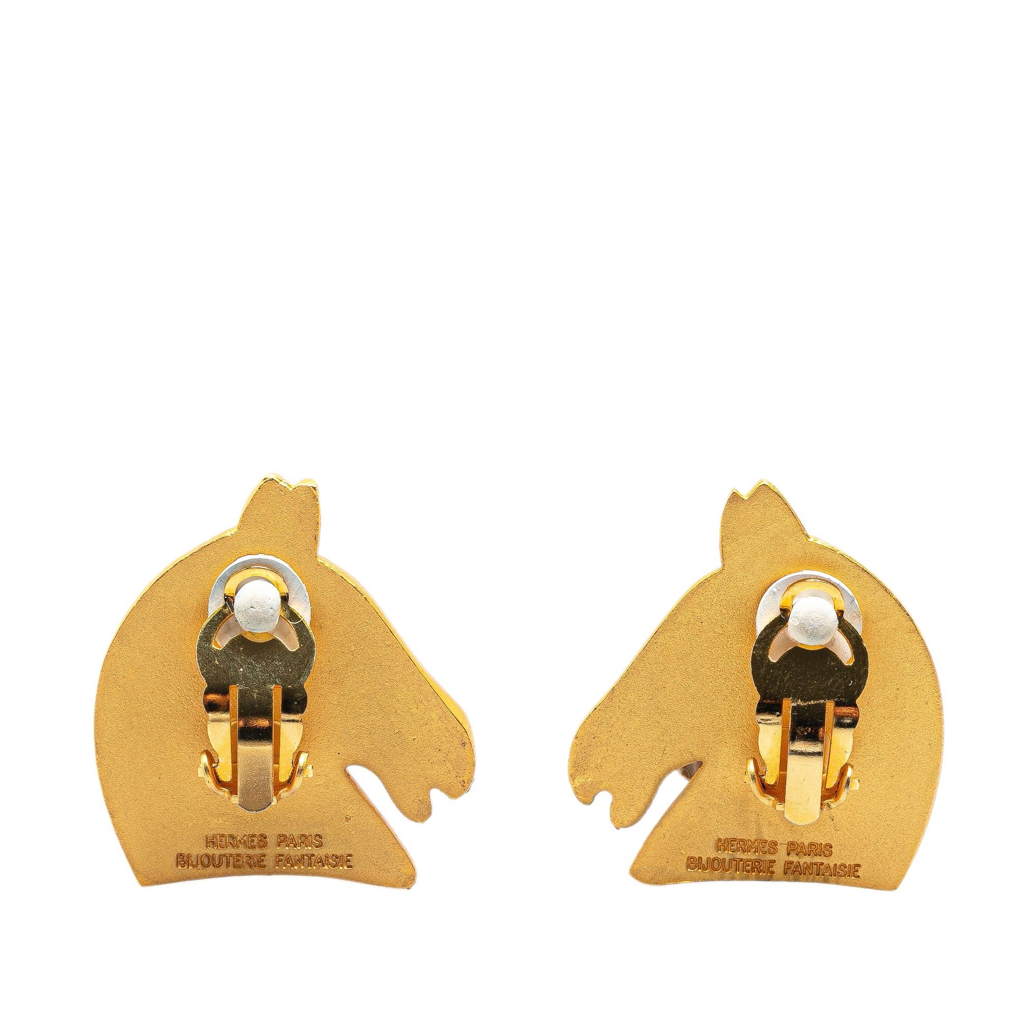Hermes Hermès Gold Plated Cheval Clip On Earrings Gold Size ONE SIZE - 2 Thumbnail