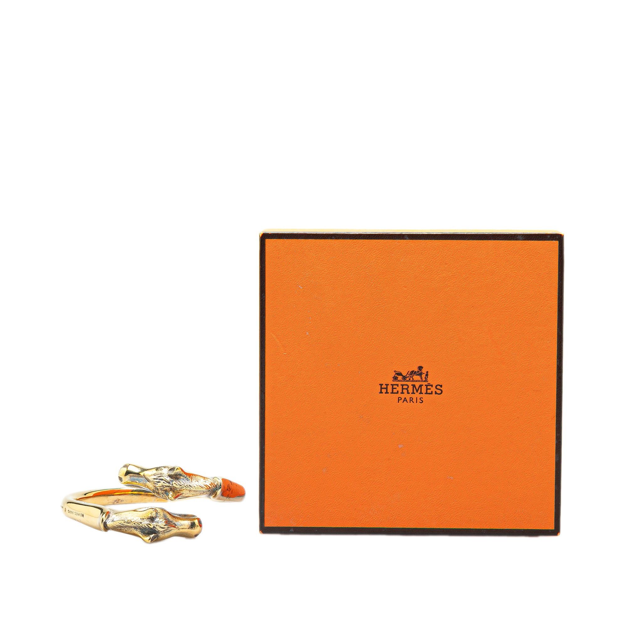 Hermes Hermès Gold Plated Cheval Double Horse Bangle Gold Size ONE SIZE - 7 Thumbnail