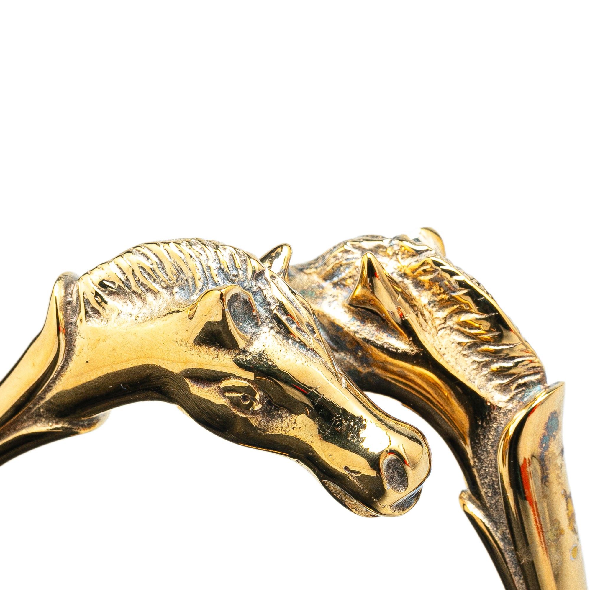 Hermes Hermès Gold Plated Cheval Double Horse Bangle Gold Size ONE SIZE - 6 Thumbnail