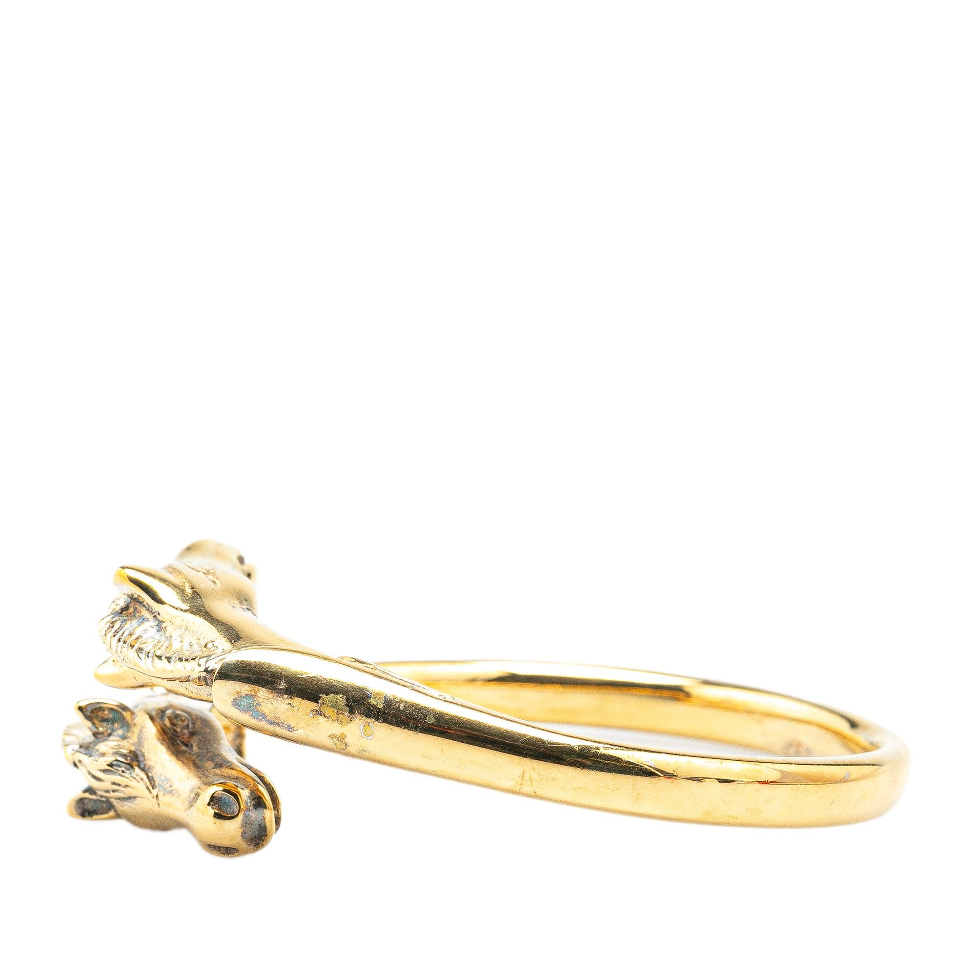 Hermes Hermès Gold Plated Cheval Double Horse Bangle Gold Size ONE SIZE - 2 Thumbnail