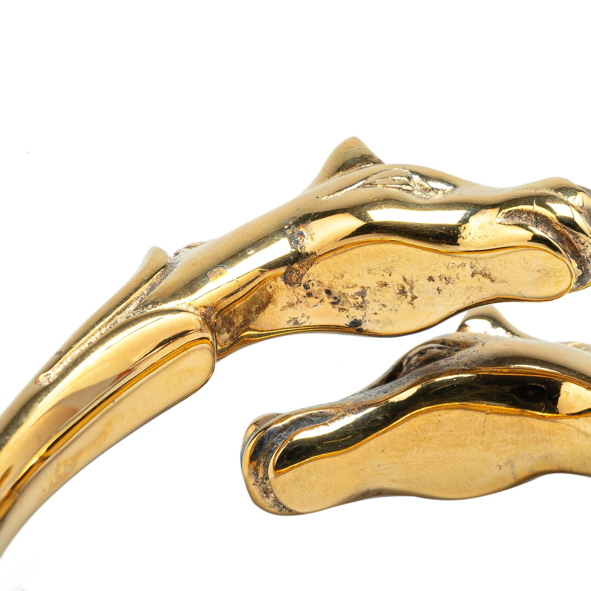 Hermes Hermès Gold Plated Cheval Double Horse Bangle Gold Size ONE SIZE - 4 Thumbnail