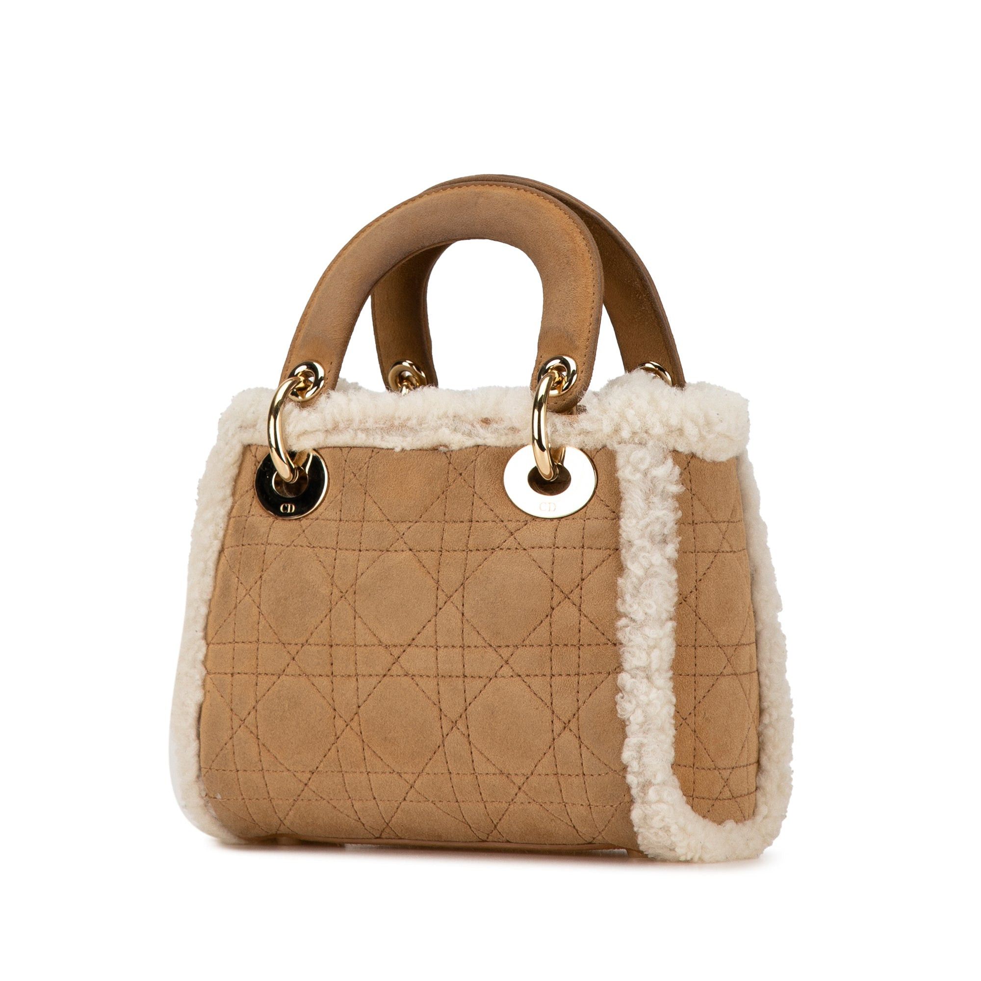 Dior Dior Mini Suede Shearling Cannage Lady Dior Brown Size ONE SIZE - 2 Thumbnail