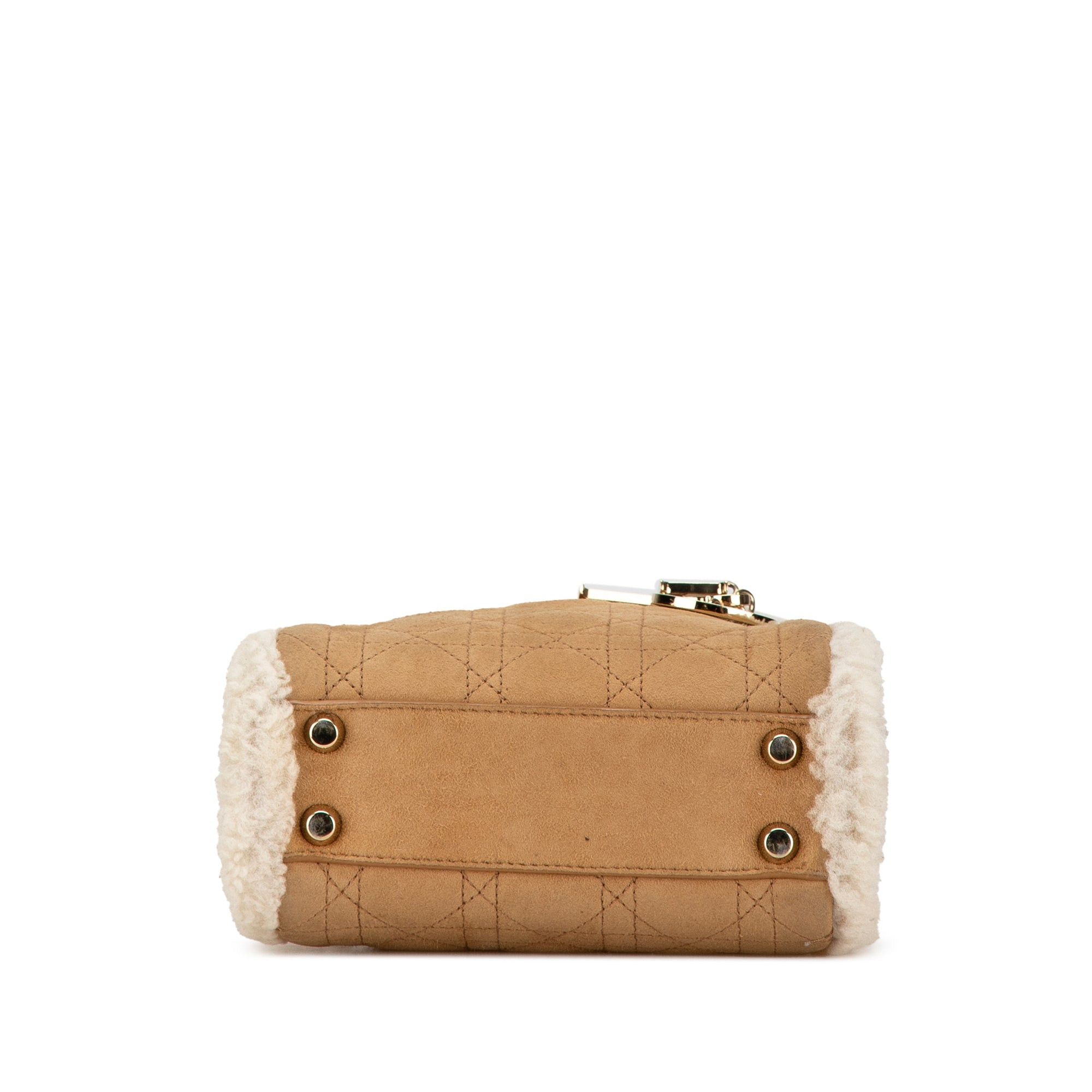 Dior Dior Mini Suede Shearling Cannage Lady Dior Brown Size ONE SIZE - 3 Thumbnail