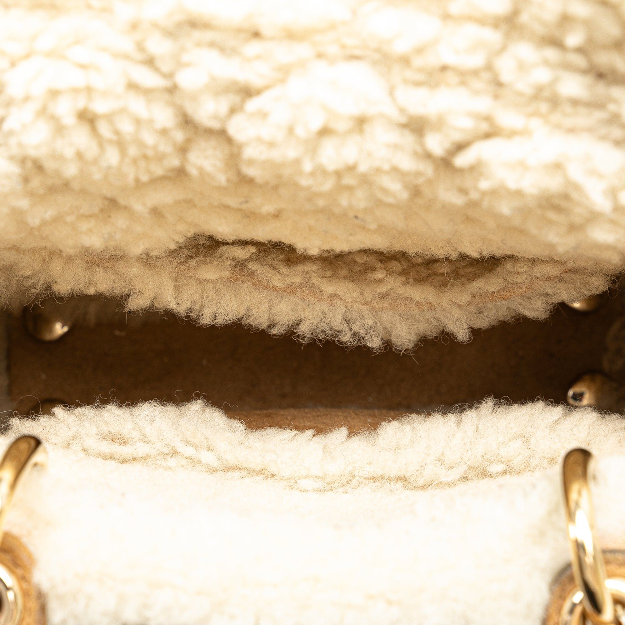 Dior Dior Mini Suede Shearling Cannage Lady Dior Brown Size ONE SIZE - 4 Thumbnail