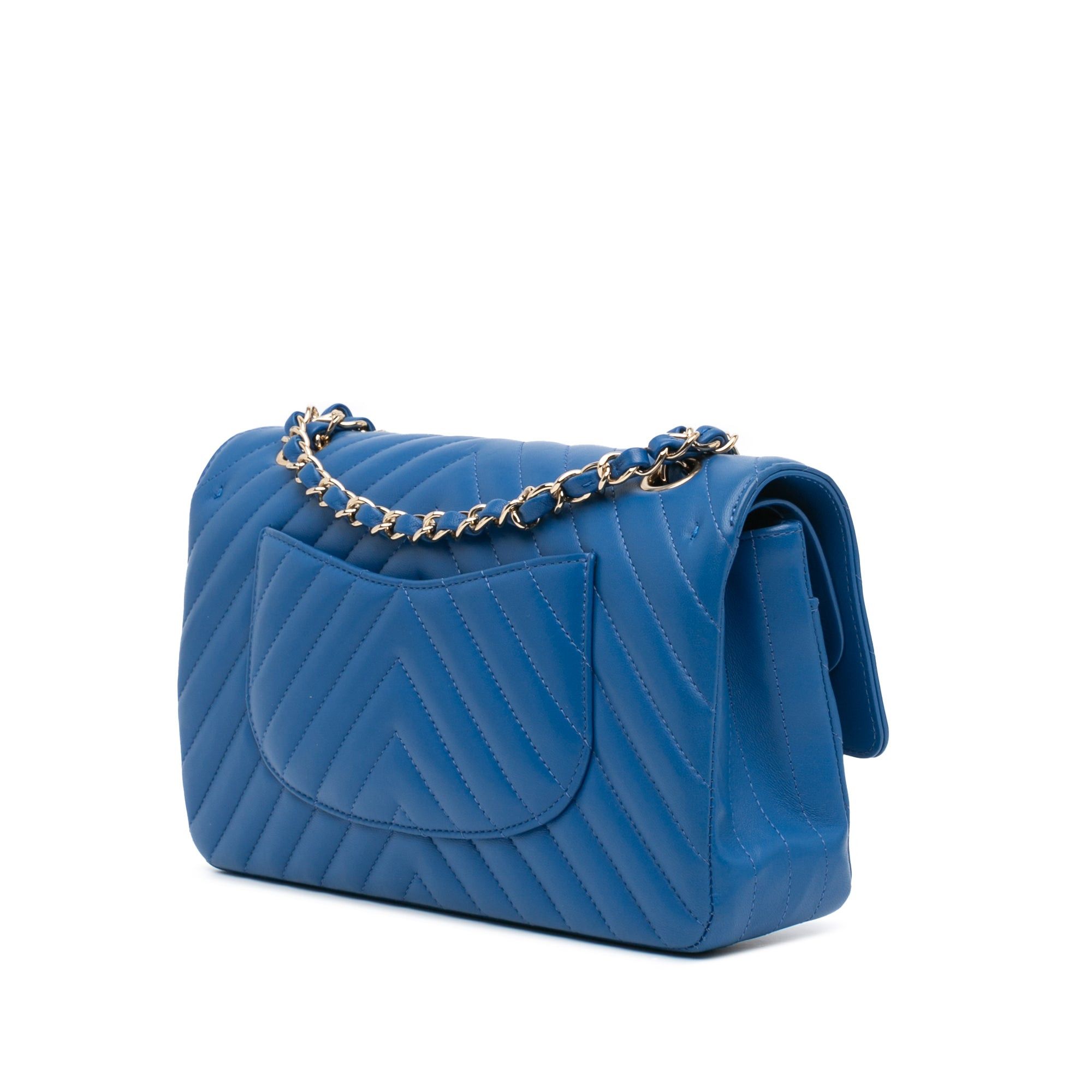 Chanel Chanel Medium Classic Chevron Lambskin Double Flap Blue Size ONE SIZE - 2 Thumbnail