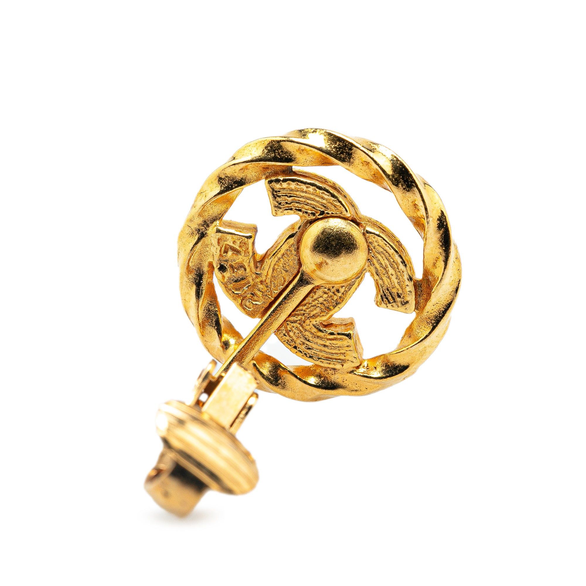 Chanel Chanel Gold Plated Rhinestone CC Clip On Earrings Gold Size ONE SIZE - 3 Thumbnail