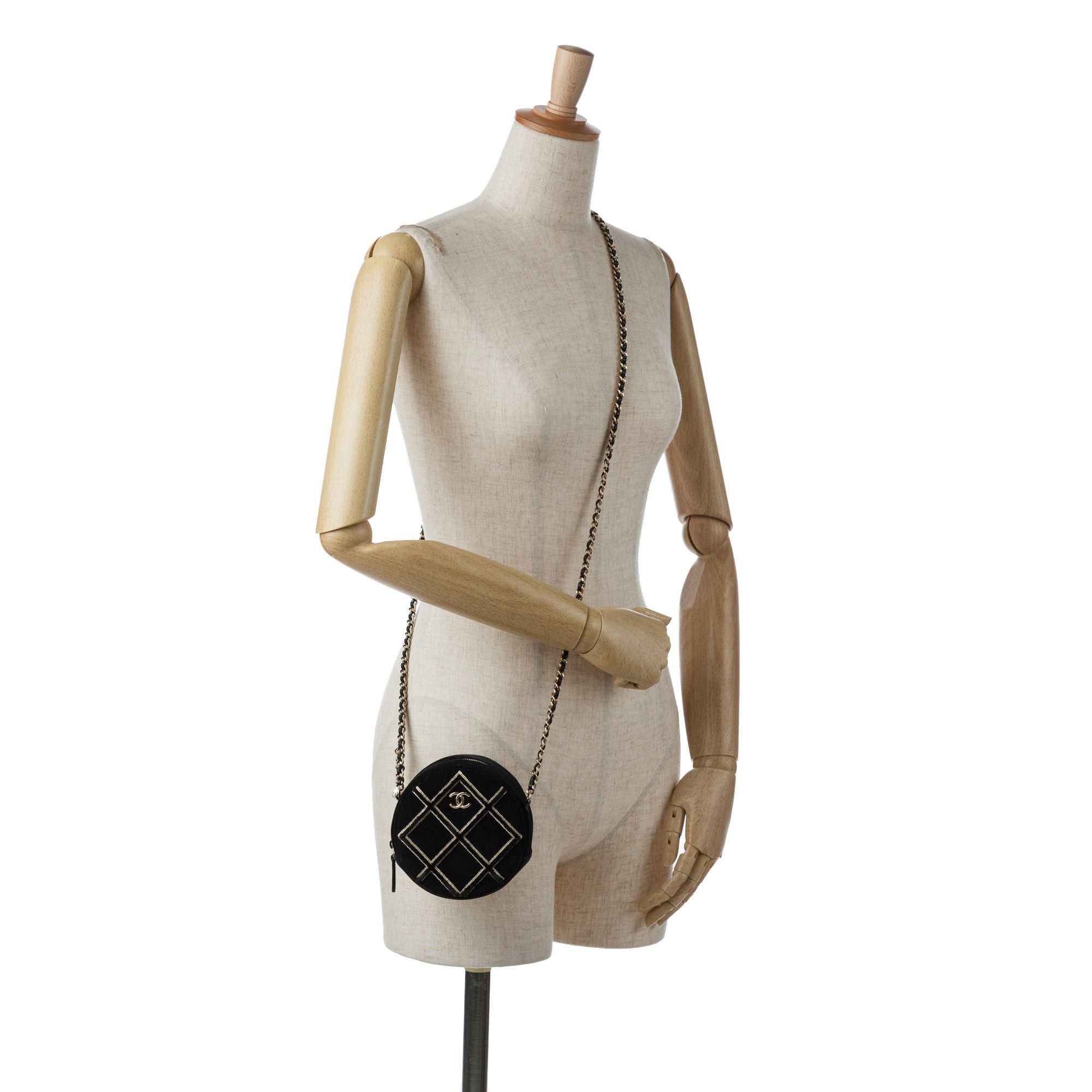 Chanel Chanel Velvet Pearl Sequin Round Crossbody Black Size ONE SIZE - 11 Thumbnail