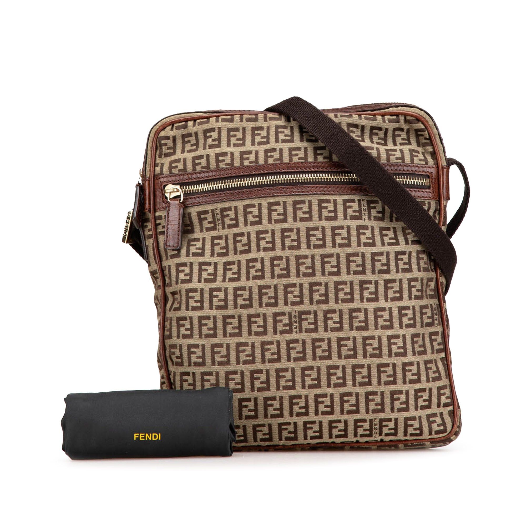 Fendi Fendi Zucchino Canvas Crossbody Brown Size ONE SIZE - 8 Thumbnail