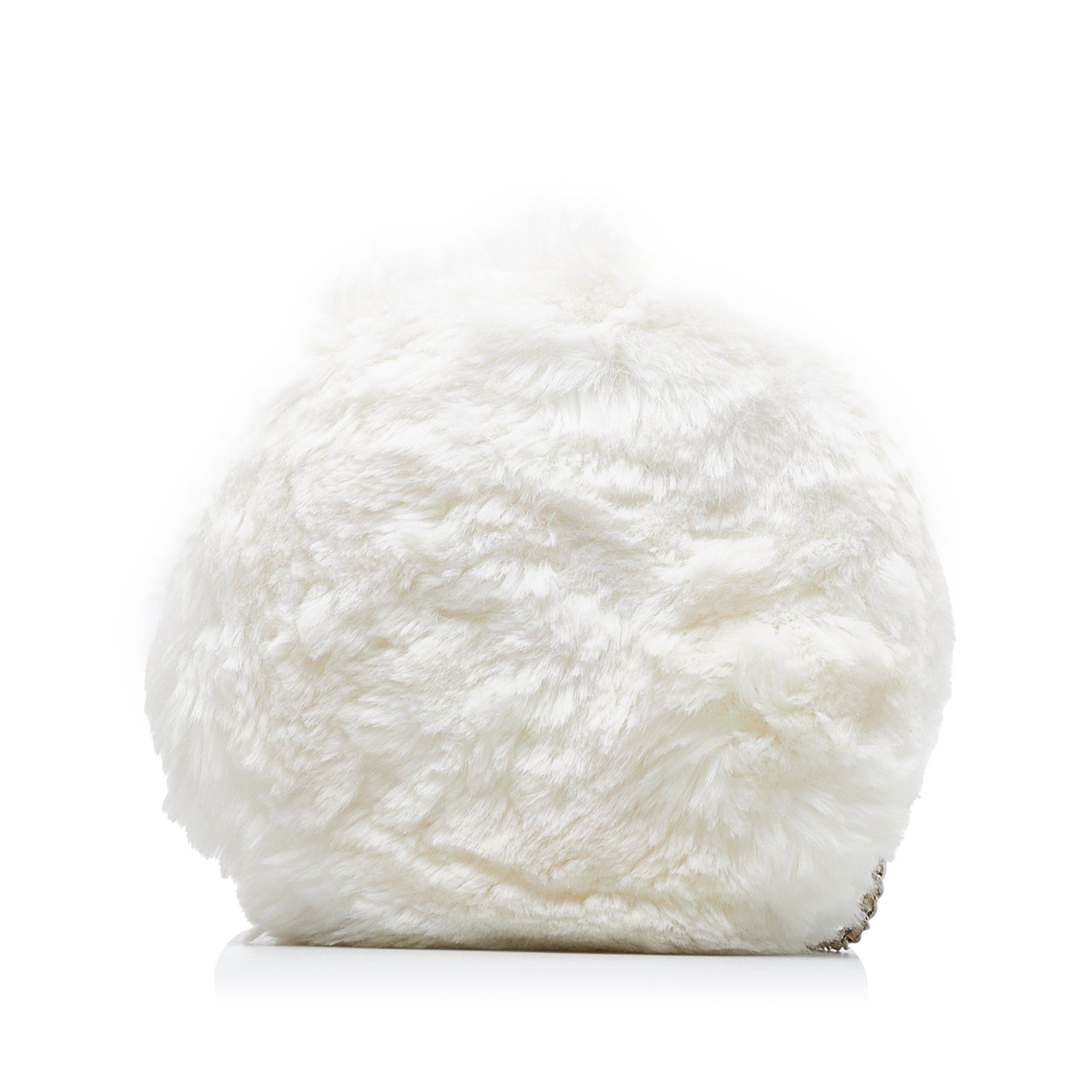 Chanel Chanel CC Crystal Embellished Faux Fur Round Crossbody White Size ONE SIZE - 3 Thumbnail