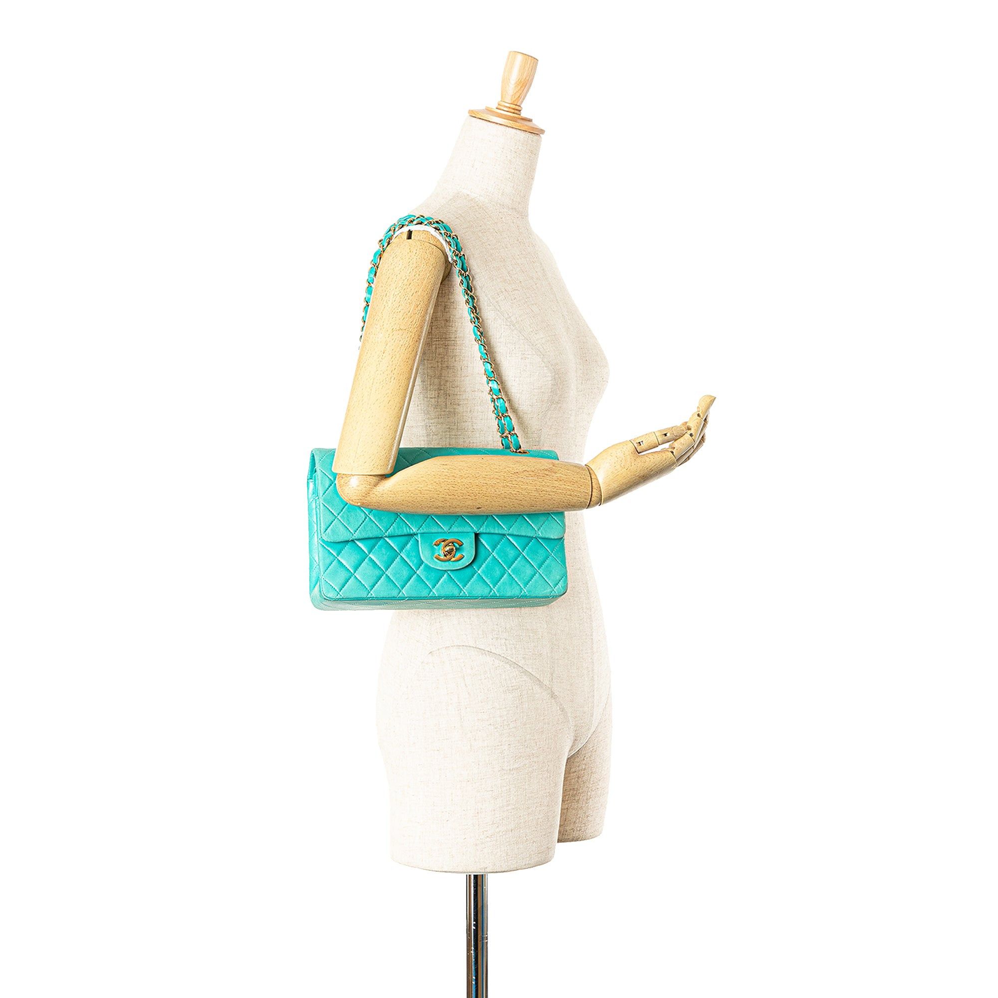 Chanel Chanel Medium Classic Lambskin Double Flap Blue Size ONE SIZE - 8 Thumbnail
