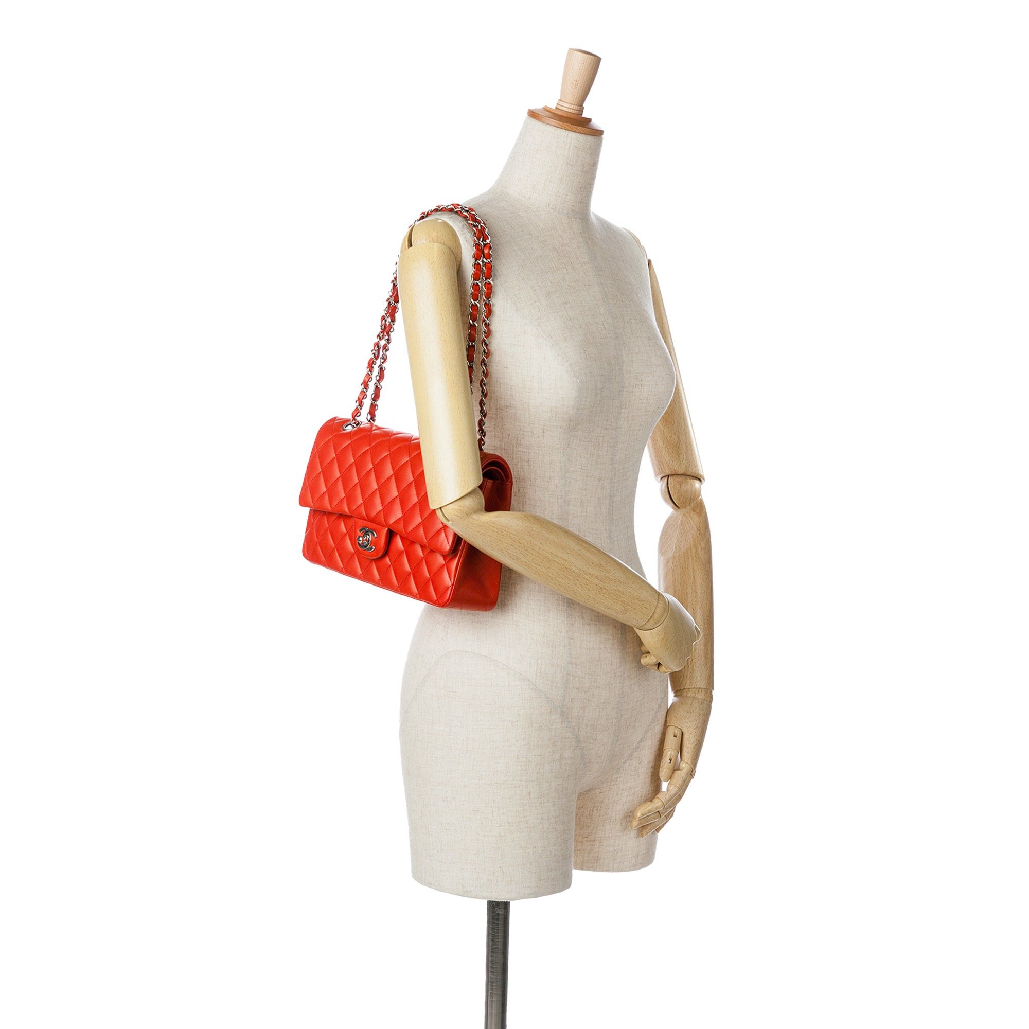 Chanel Chanel Medium Classic Lambskin Double Flap Red Size ONE SIZE - 14 Thumbnail