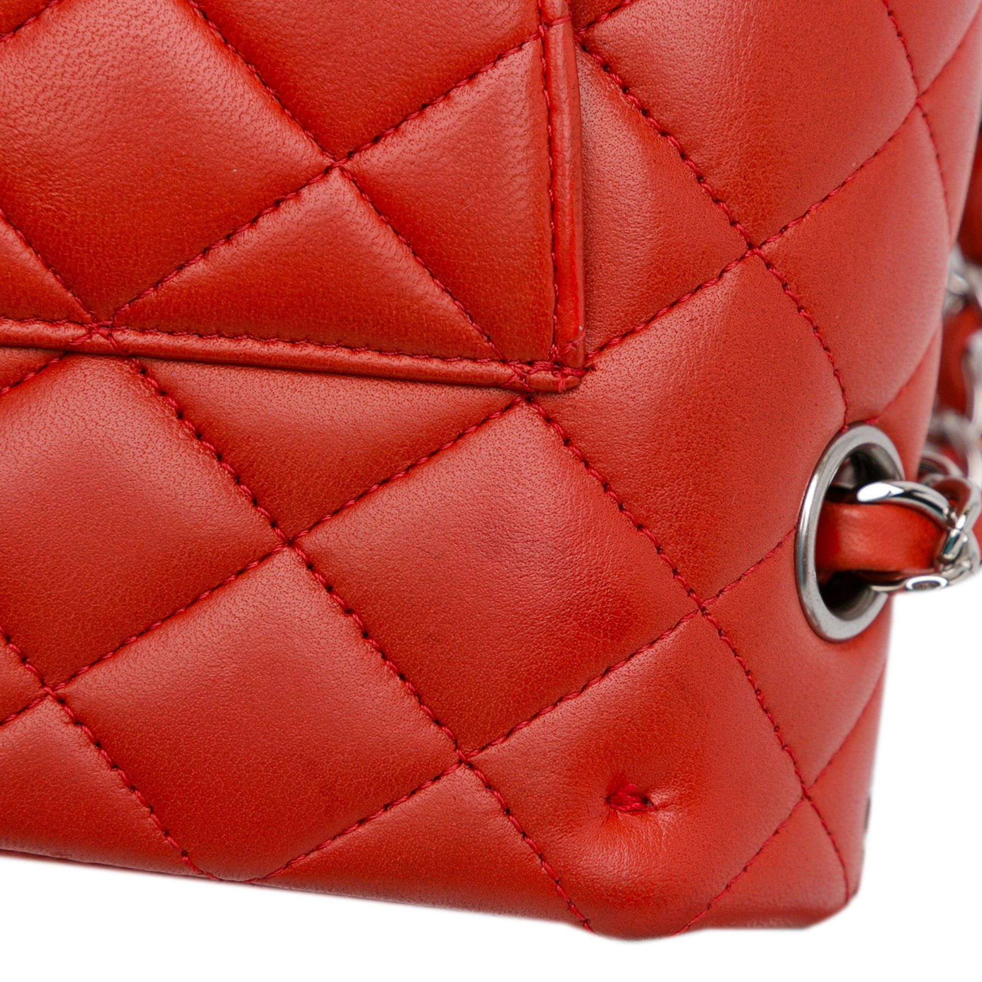 Chanel Chanel Medium Classic Lambskin Double Flap Red Size ONE SIZE - 13 Thumbnail