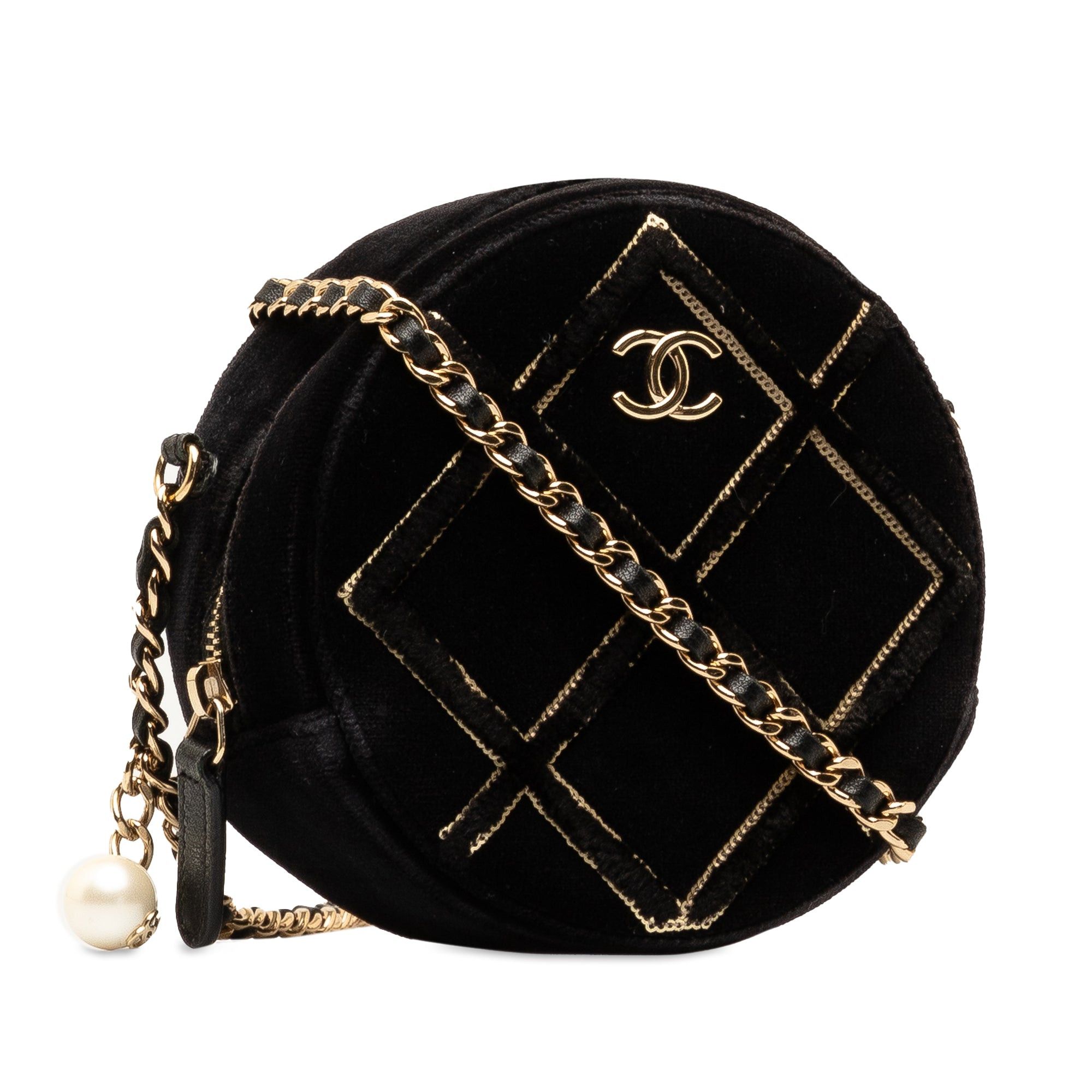 Chanel Chanel Velvet Pearl Sequin Round Crossbody Black Size ONE SIZE - 2 Thumbnail