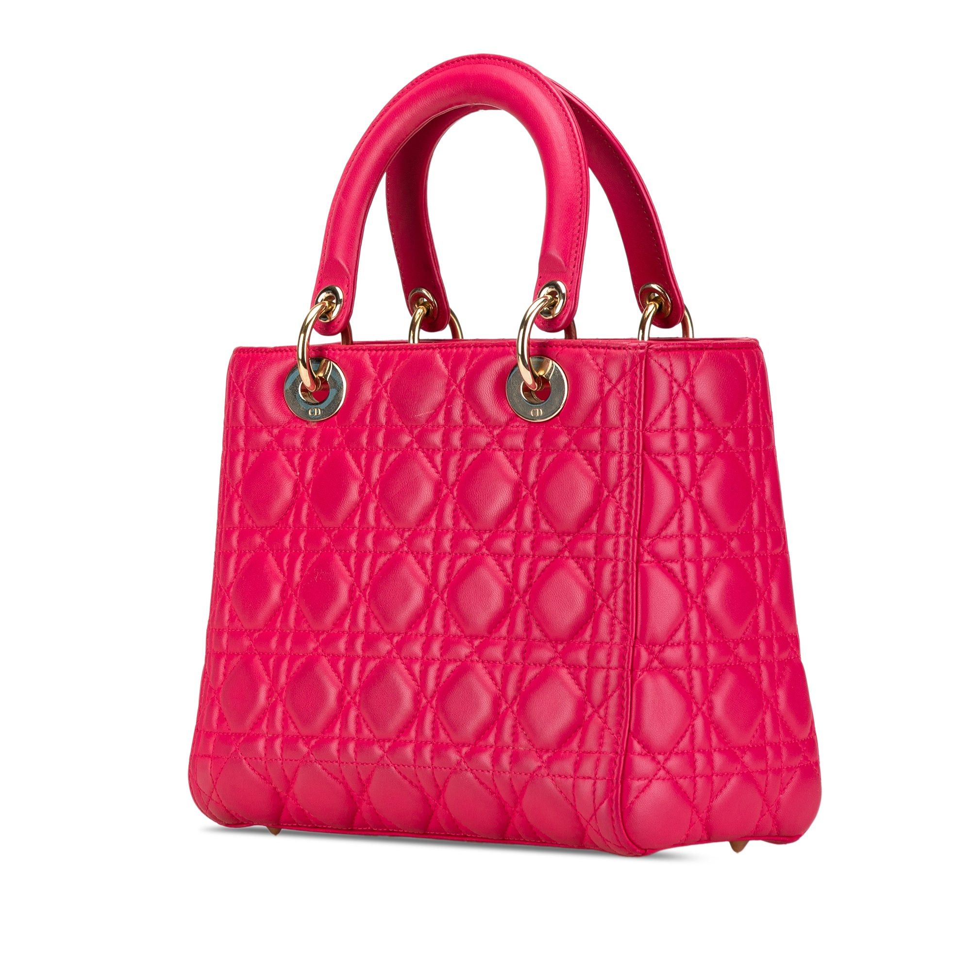 Dior Dior Medium Lambskin Cannage Lady Dior Pink Size ONE SIZE - 2 Thumbnail