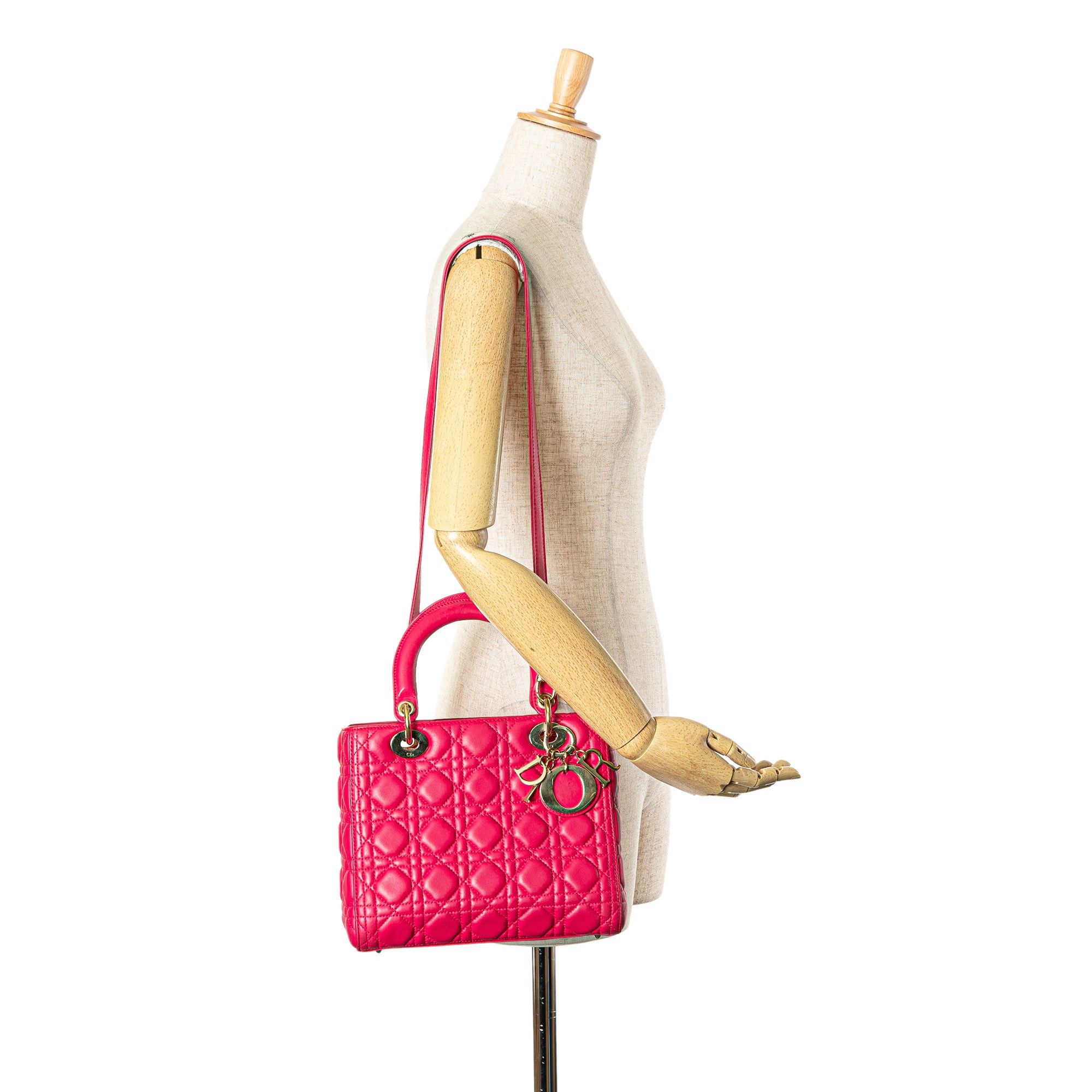 Dior Dior Medium Lambskin Cannage Lady Dior Pink Size ONE SIZE - 8 Thumbnail