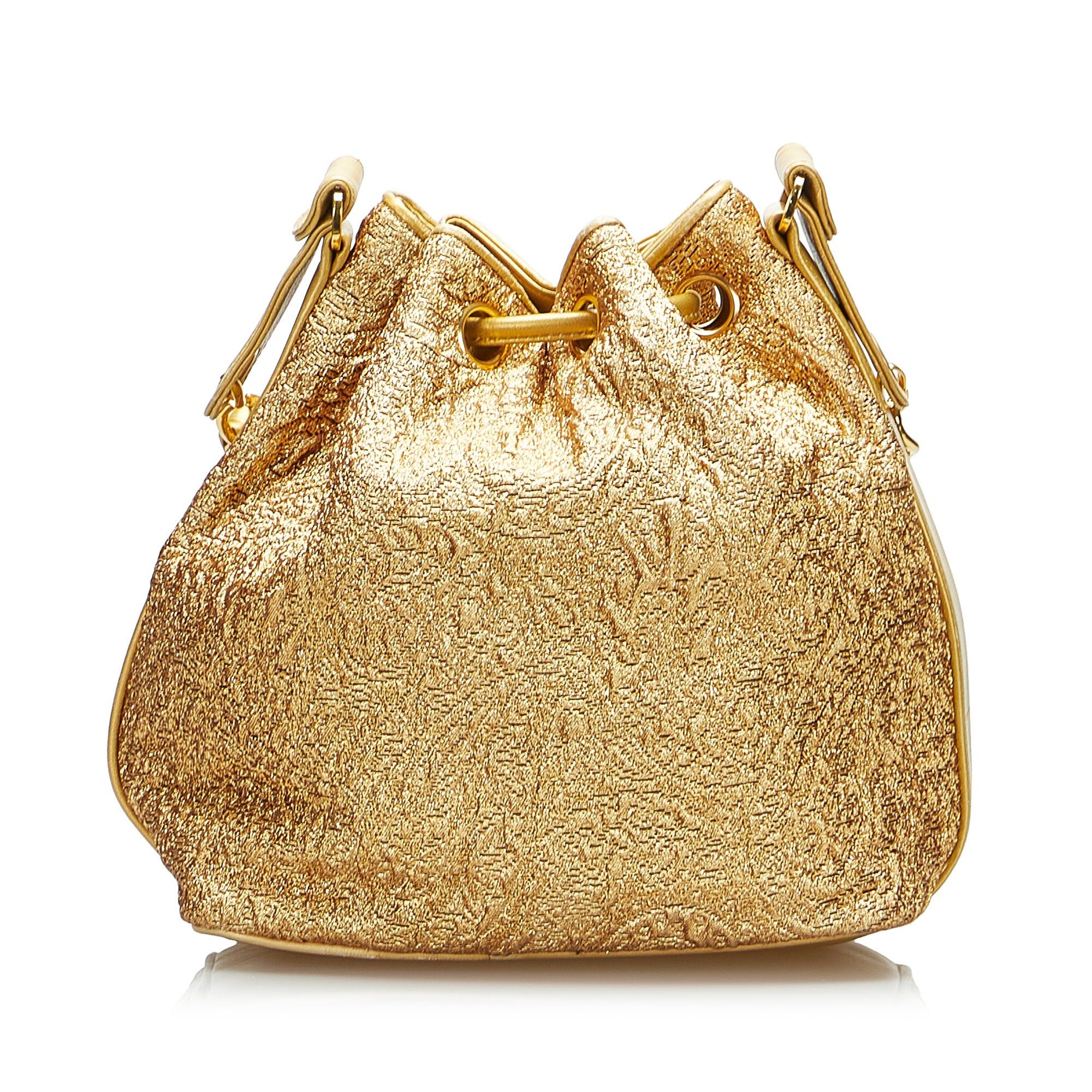 Chanel Chanel Brocade Bucket Bag Gold Size ONE SIZE - 3 Thumbnail