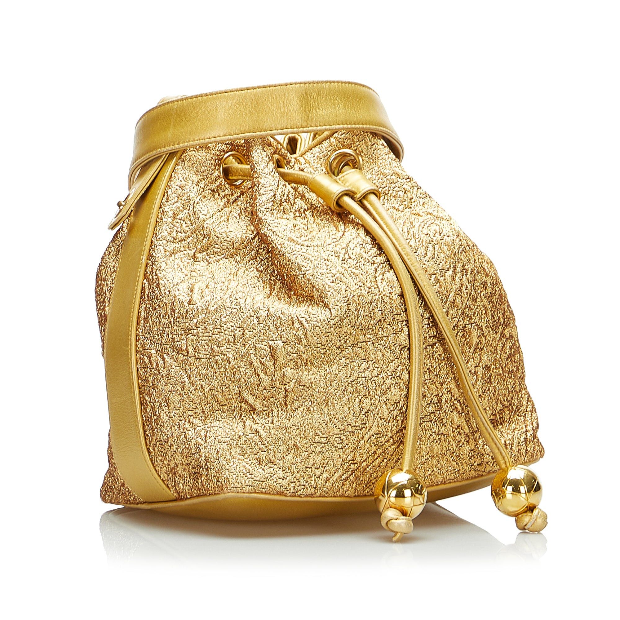 Chanel Chanel Brocade Bucket Bag Gold Size ONE SIZE - 2 Thumbnail