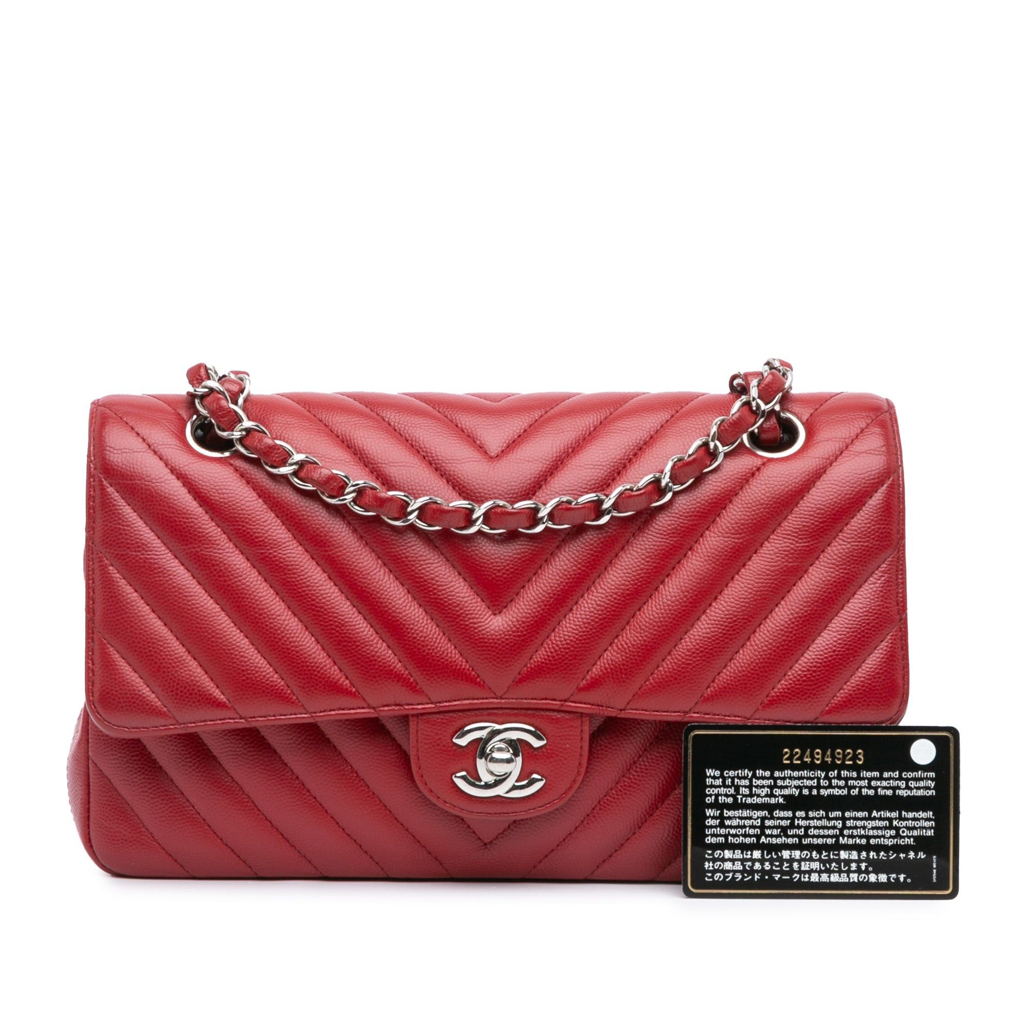 Chanel Chanel Medium Classic Chevron Caviar Double Flap Red Size ONE SIZE - 10 Thumbnail