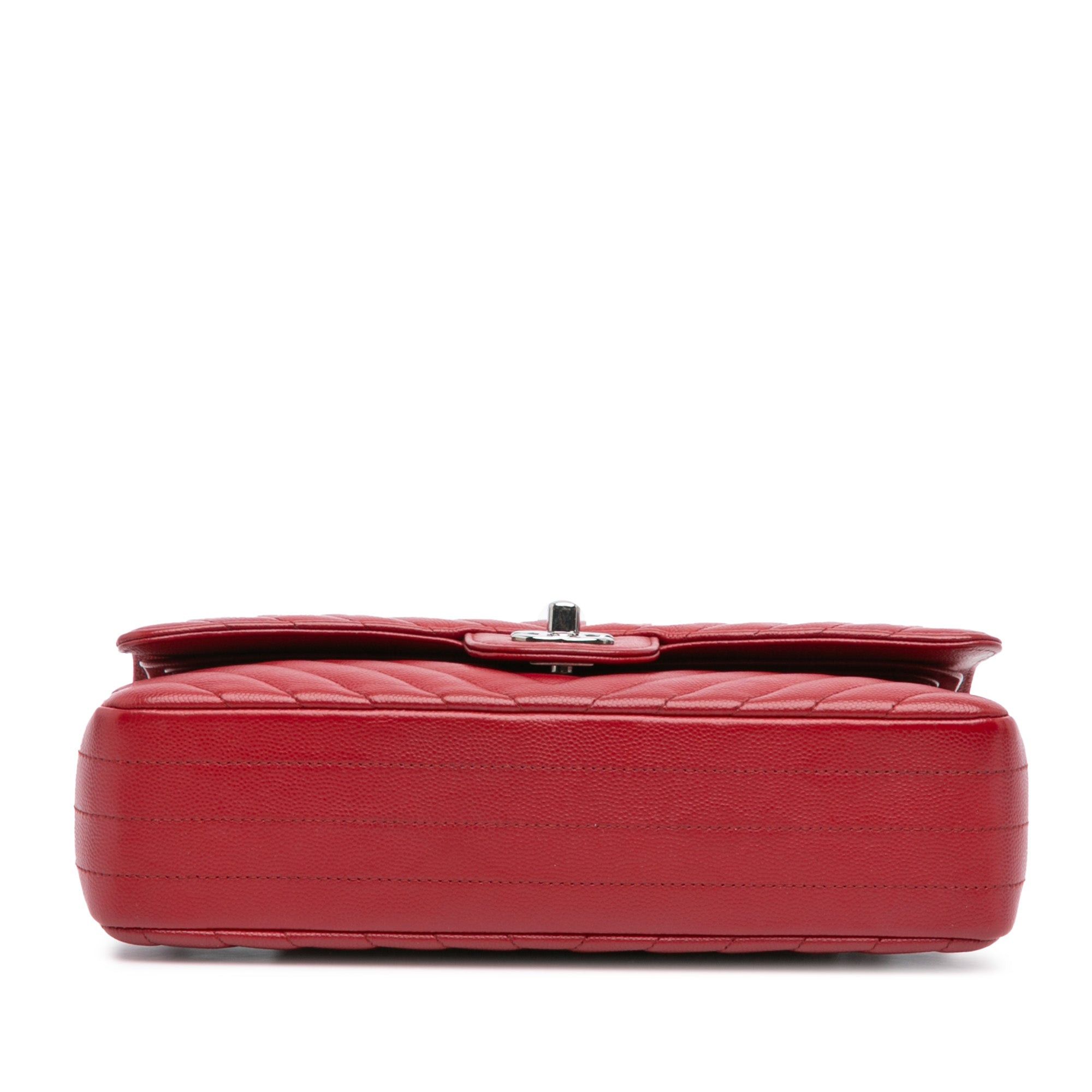 Chanel Chanel Medium Classic Chevron Caviar Double Flap Red Size ONE SIZE - 3 Thumbnail