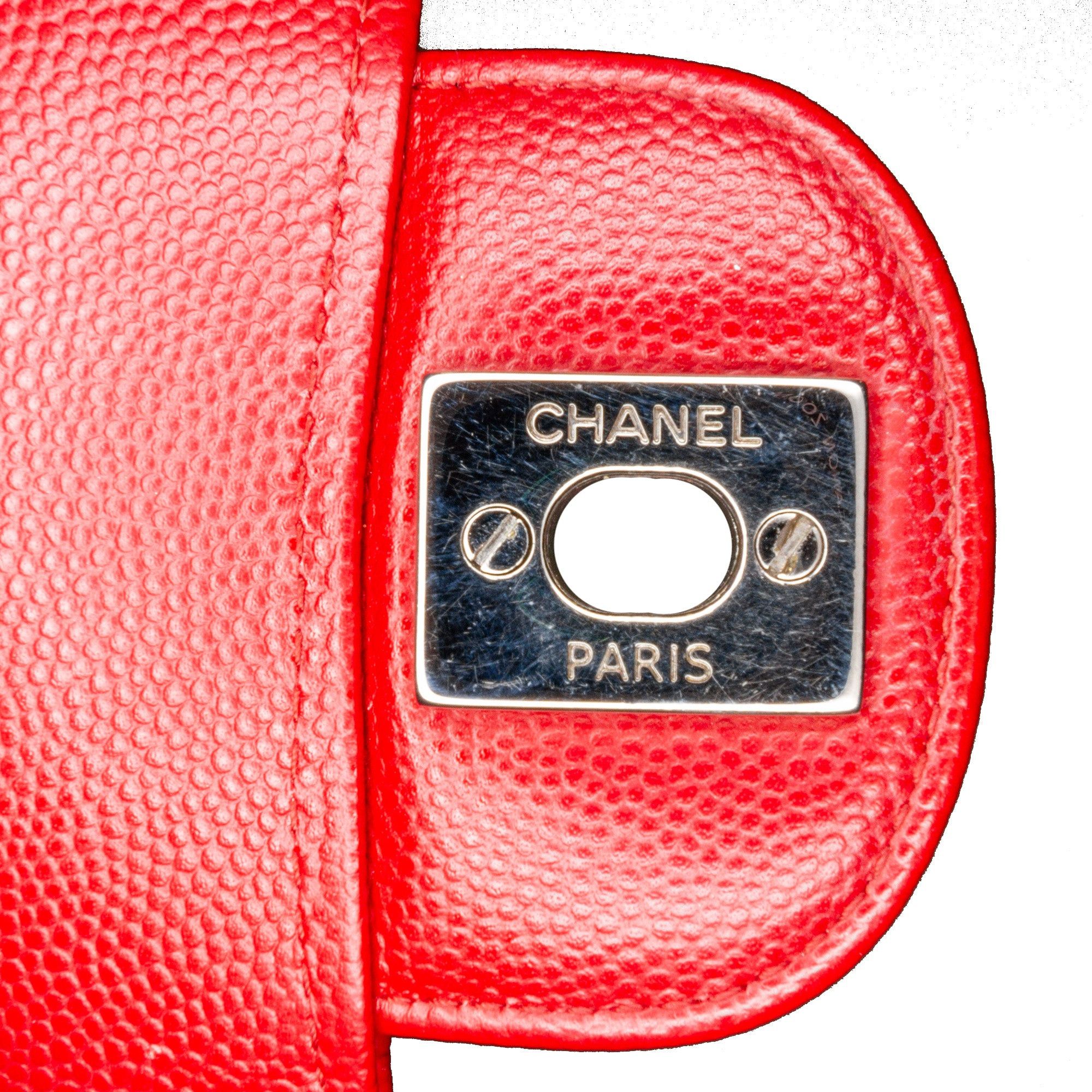 Chanel Chanel Medium Classic Chevron Caviar Double Flap Red Size ONE SIZE - 8 Thumbnail