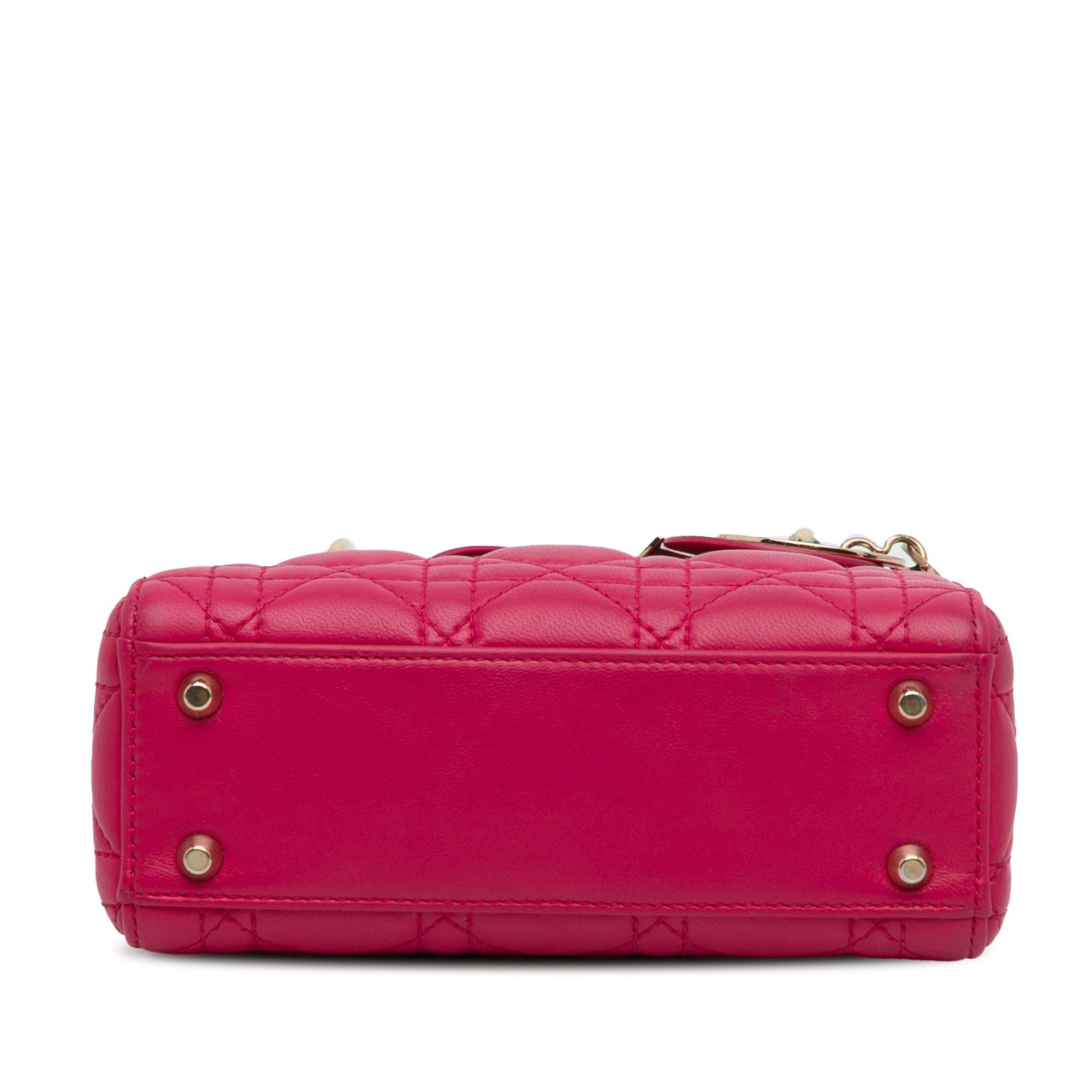 Dior Dior Mini Lambskin Cannage Lady Dior Pink Size ONE SIZE - 5 Thumbnail