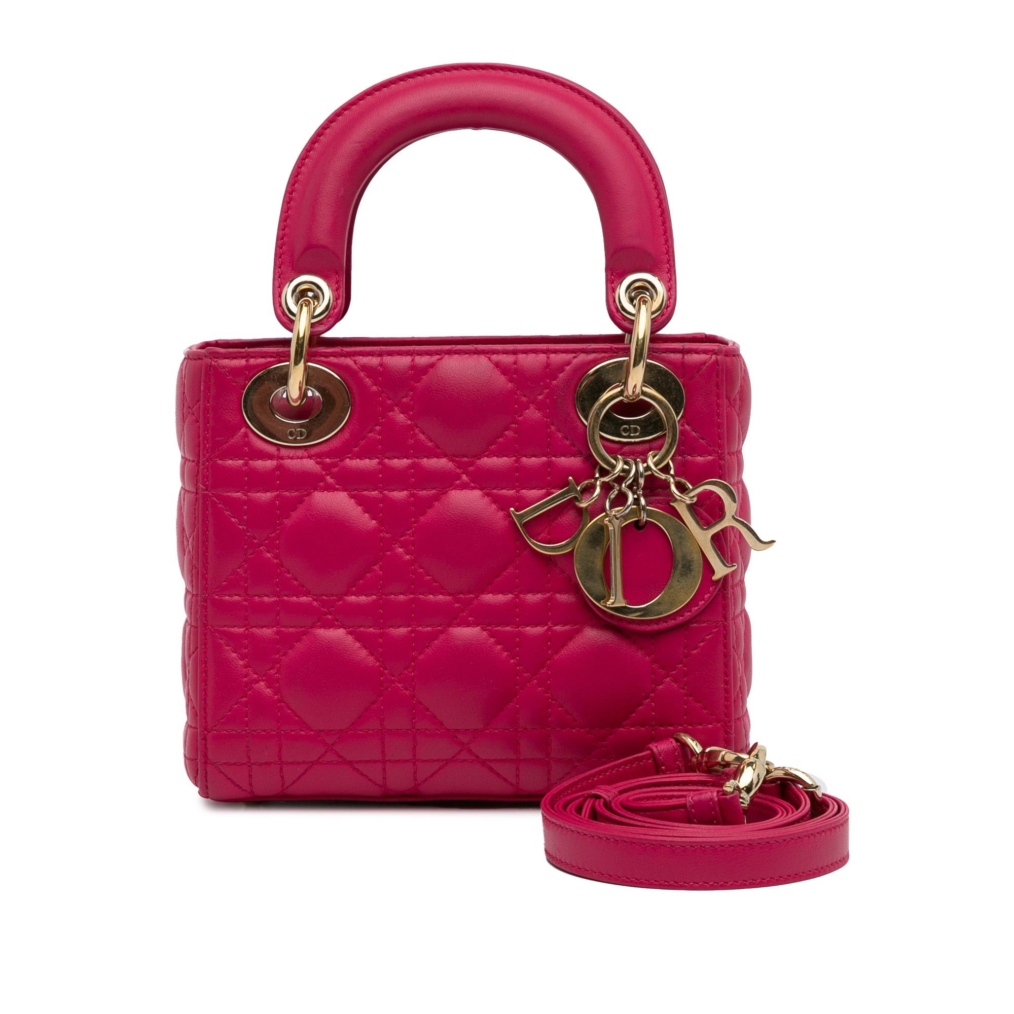 Dior Dior Mini Lambskin Cannage Lady Dior Pink Size ONE SIZE - 10 Thumbnail