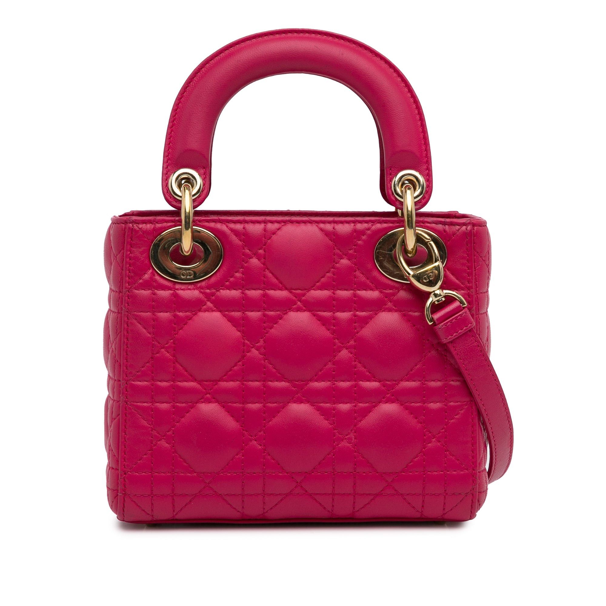 Dior Dior Mini Lambskin Cannage Lady Dior Pink Size ONE SIZE - 4 Thumbnail