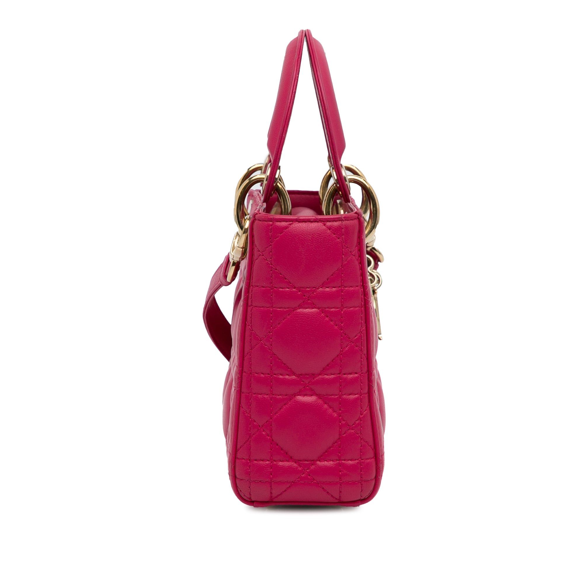 Dior Dior Mini Lambskin Cannage Lady Dior Pink Size ONE SIZE - 3 Thumbnail