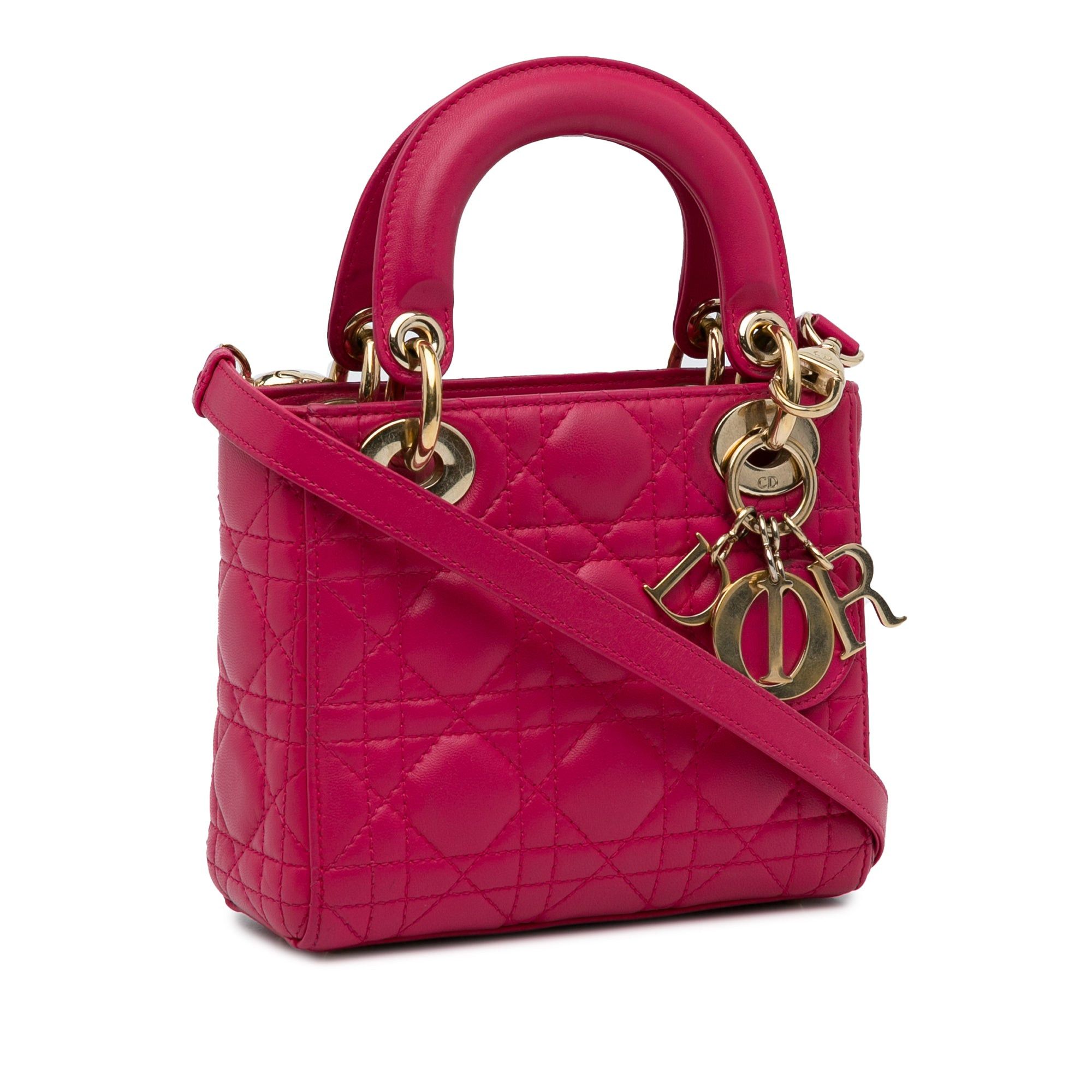 Dior Dior Mini Lambskin Cannage Lady Dior Pink Size ONE SIZE - 2 Thumbnail