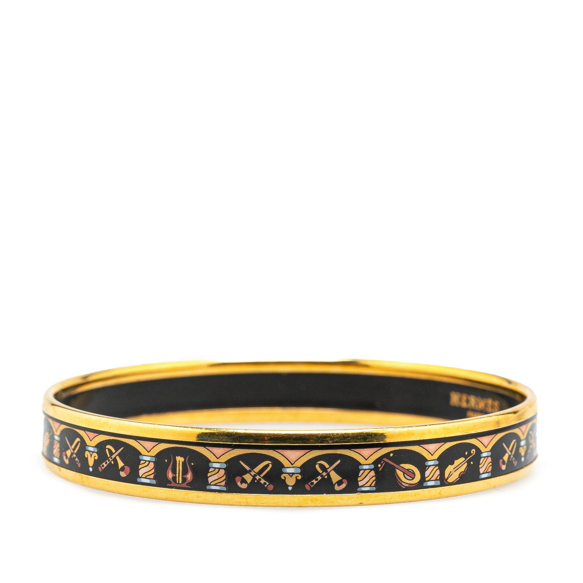 Hermes Hermès Narrow Musical Instruments Enamel Bangle 65 Black Size ONE SIZE - 2 Thumbnail