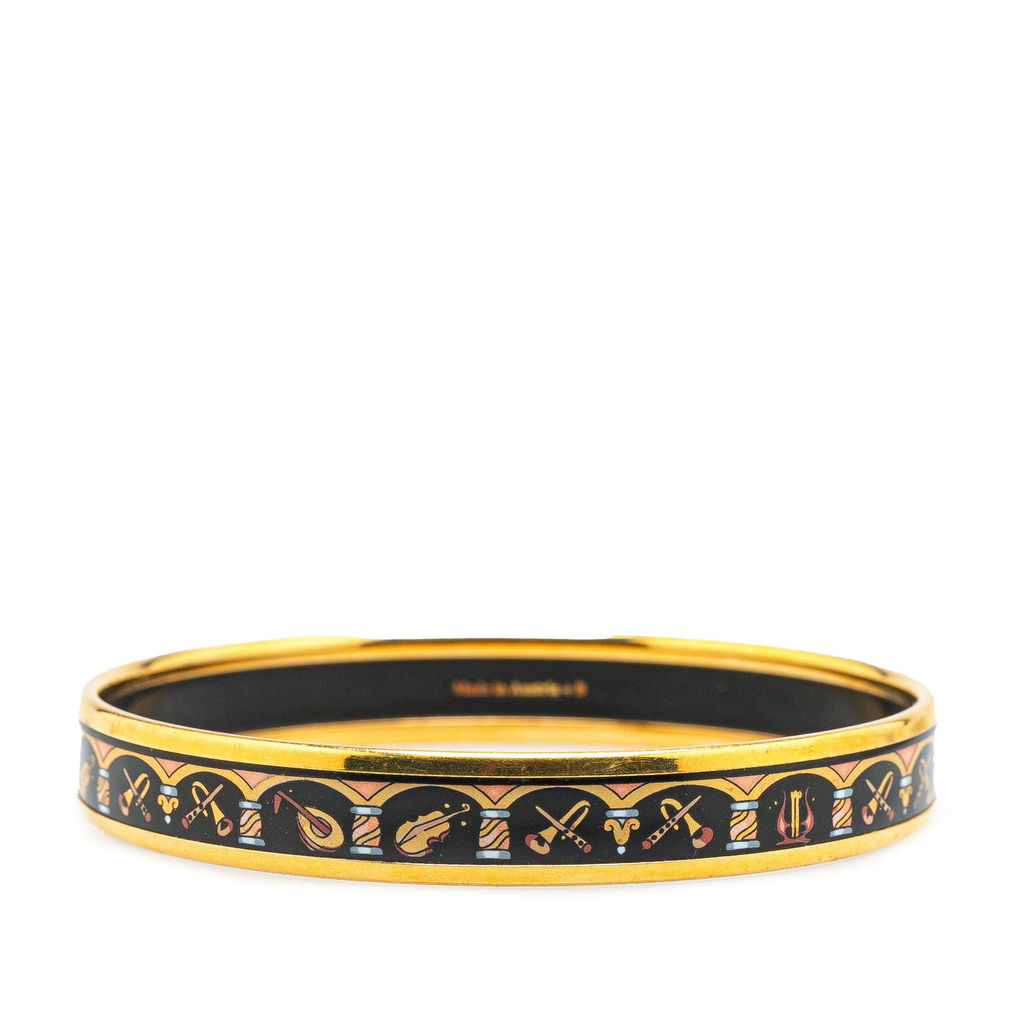 Hermes Hermès Narrow Musical Instruments Enamel Bangle 65 Black Size ONE SIZE - 3 Thumbnail